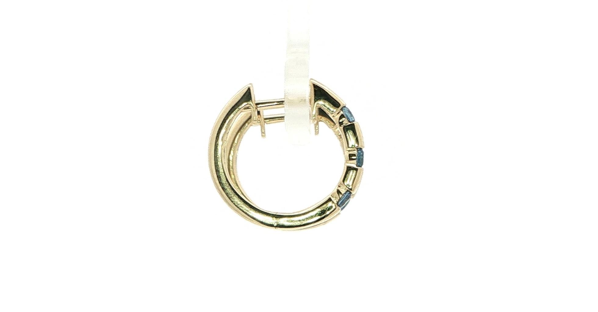 3-Stone Bar-set Montana Yogo Sapphire Hoop Earrings in Yellow Gold (0.27cts TWT) side
