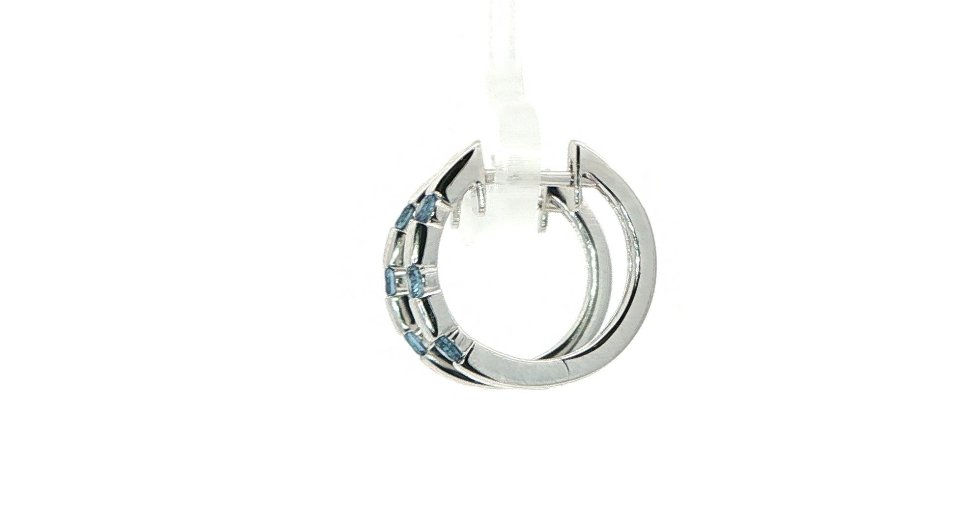 3-Stone Bar-set Montana Yogo Sapphire Hoop Earrings in White Gold (0.26cts TWT) side