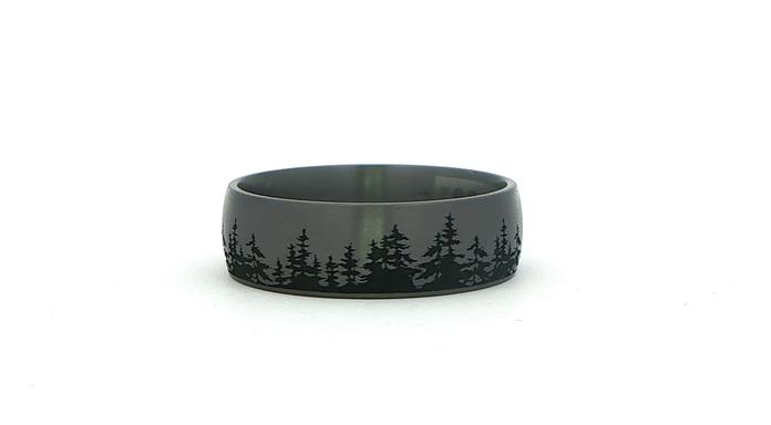 content/products/Comfort Fit Wedding Band with Trees Laser Engraved in Grey Tantalum (sz 13)