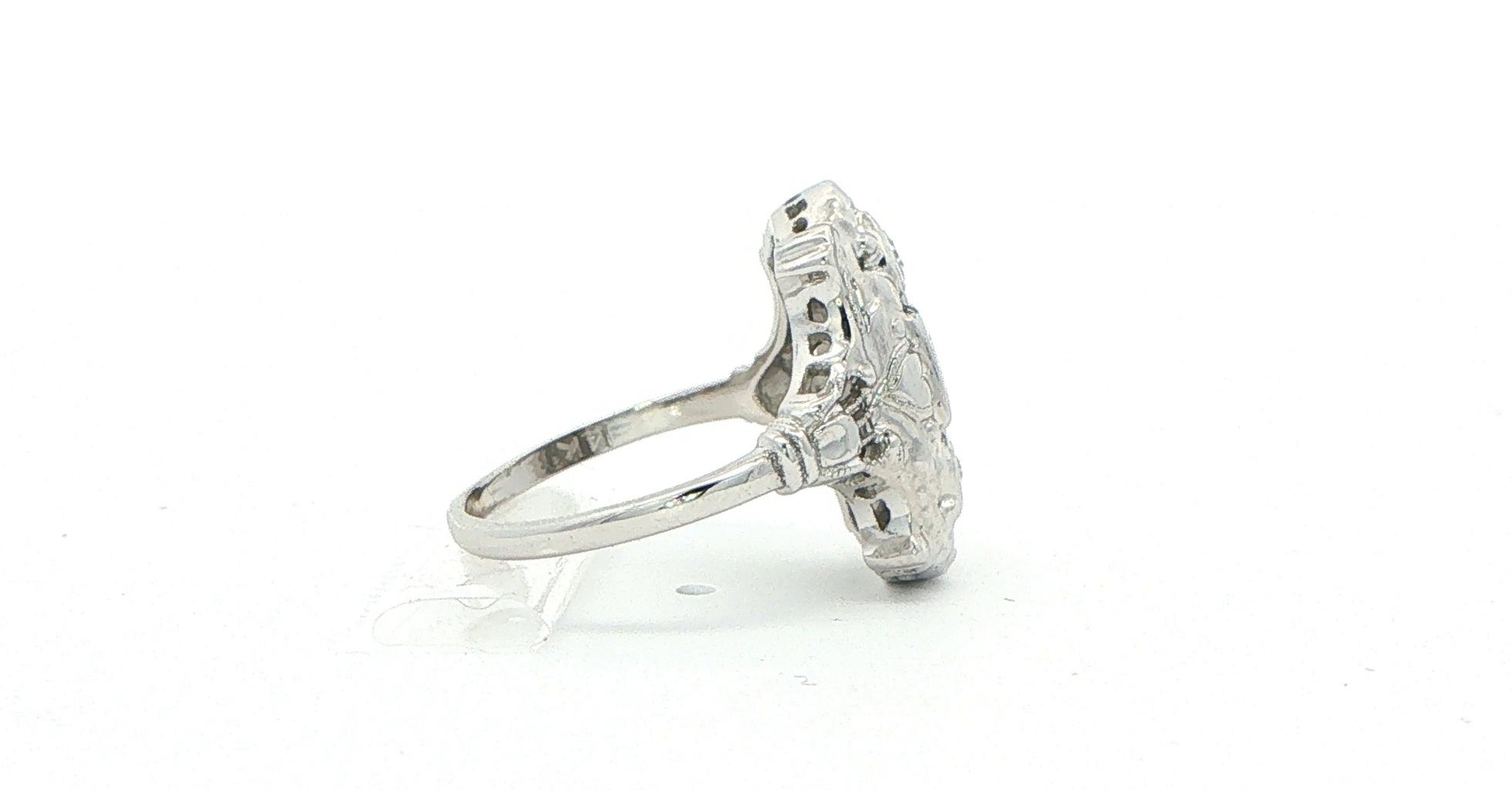 Estate Piece: Vintage Filigree Diamond Cocktail Ring in White Gold (0.05cts TWT) side
