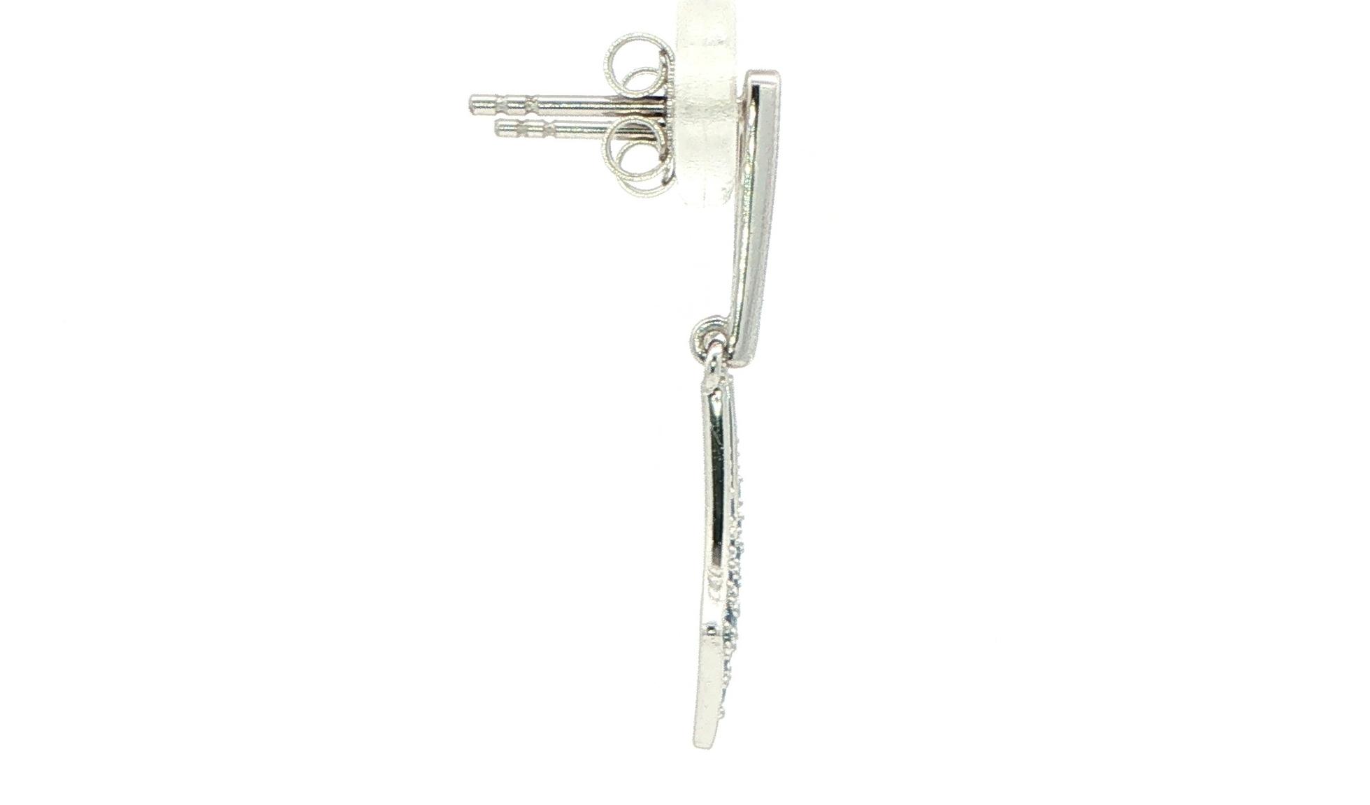 Kite Shaped Montana Yogo Sapphire Cluster Drop Earrings in White Gold (0.33cts TWT) side