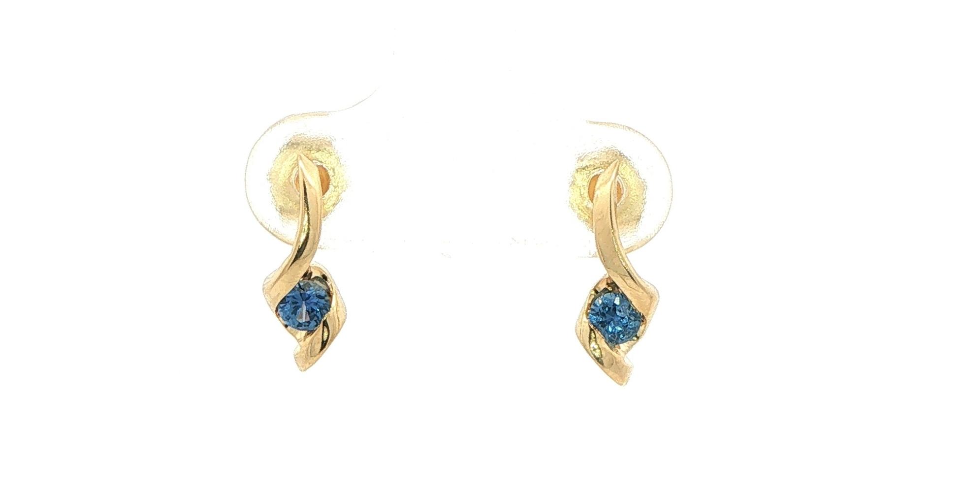 Montana Yogo Sapphire Twist Drop Earrings in Yellow Gold (0.25cts TWT)