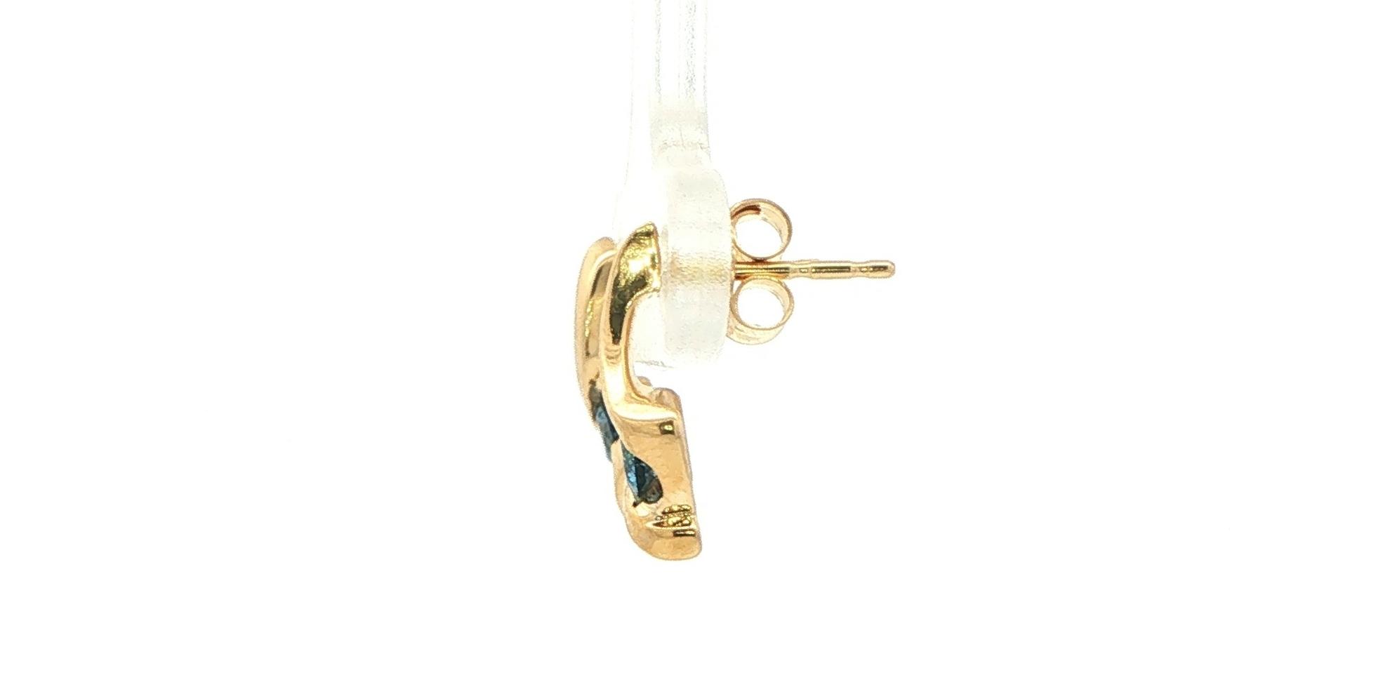 Montana Yogo Sapphire Twist Drop Earrings in Yellow Gold (0.25cts TWT) side