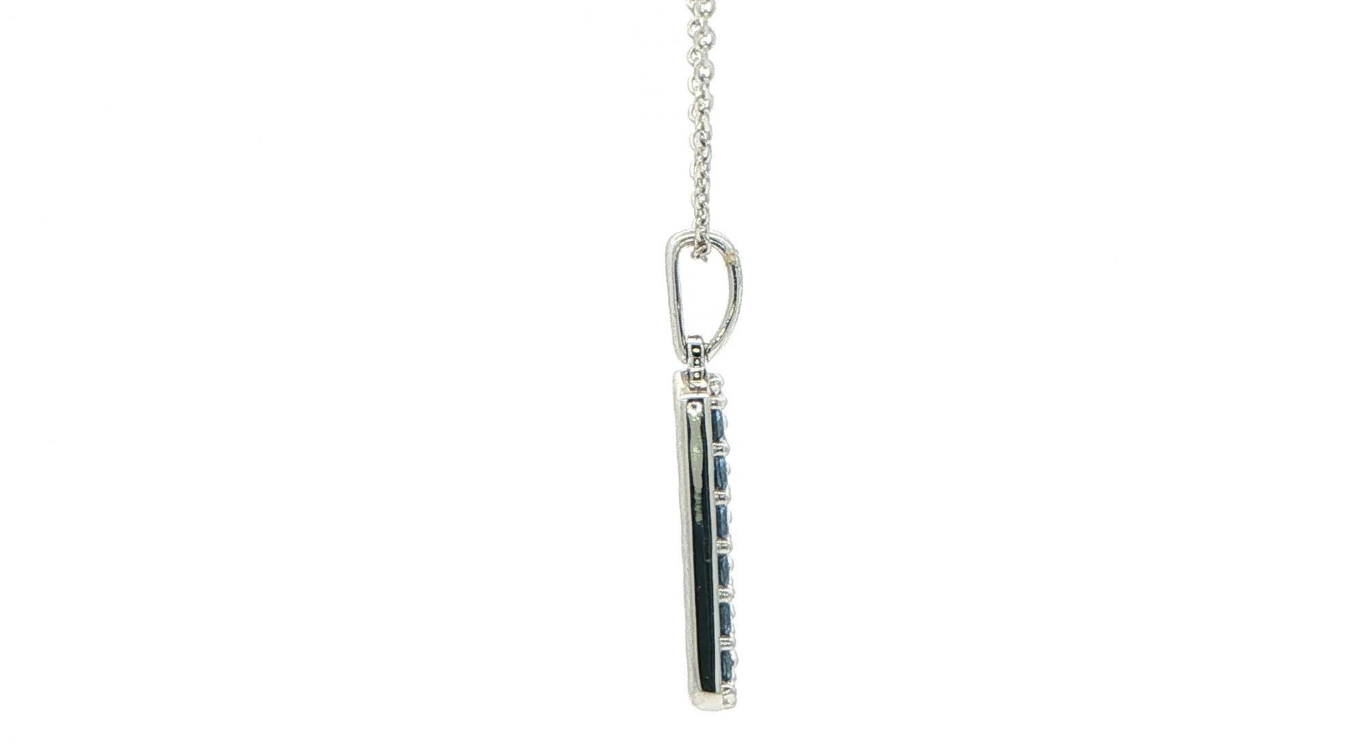 Pave Montana Yogo Sapphire Dog Tag Pendant in White Gold (0.75cts TWT) side