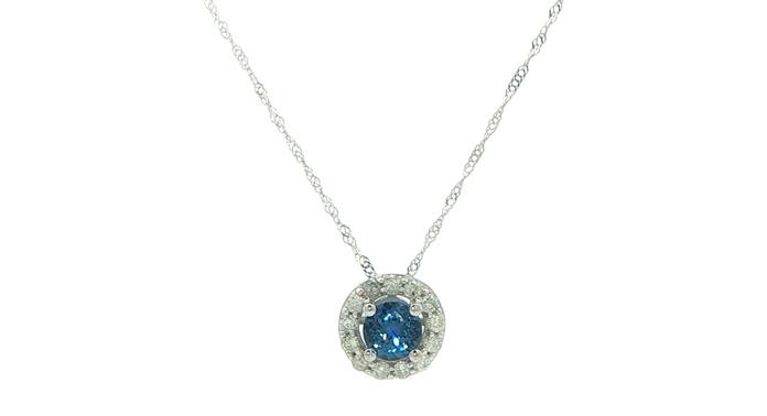 content/products/Montana Yogo Sapphire and Diamond Halo Pendant Necklace in White Gold (0.33cts TWT)