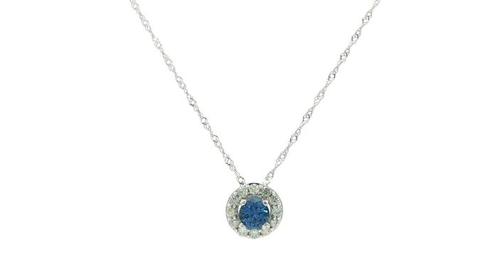 content/products/Montana Yogo Sapphire and Diamond Halo Pendant Necklace in White Gold (0.16cts TWT)