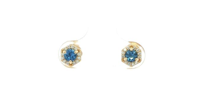 content/products/Montana Yogo Sapphire and Diamond Hexagon Halo Stud Earrings Yellow Gold (0.48cts TWT)