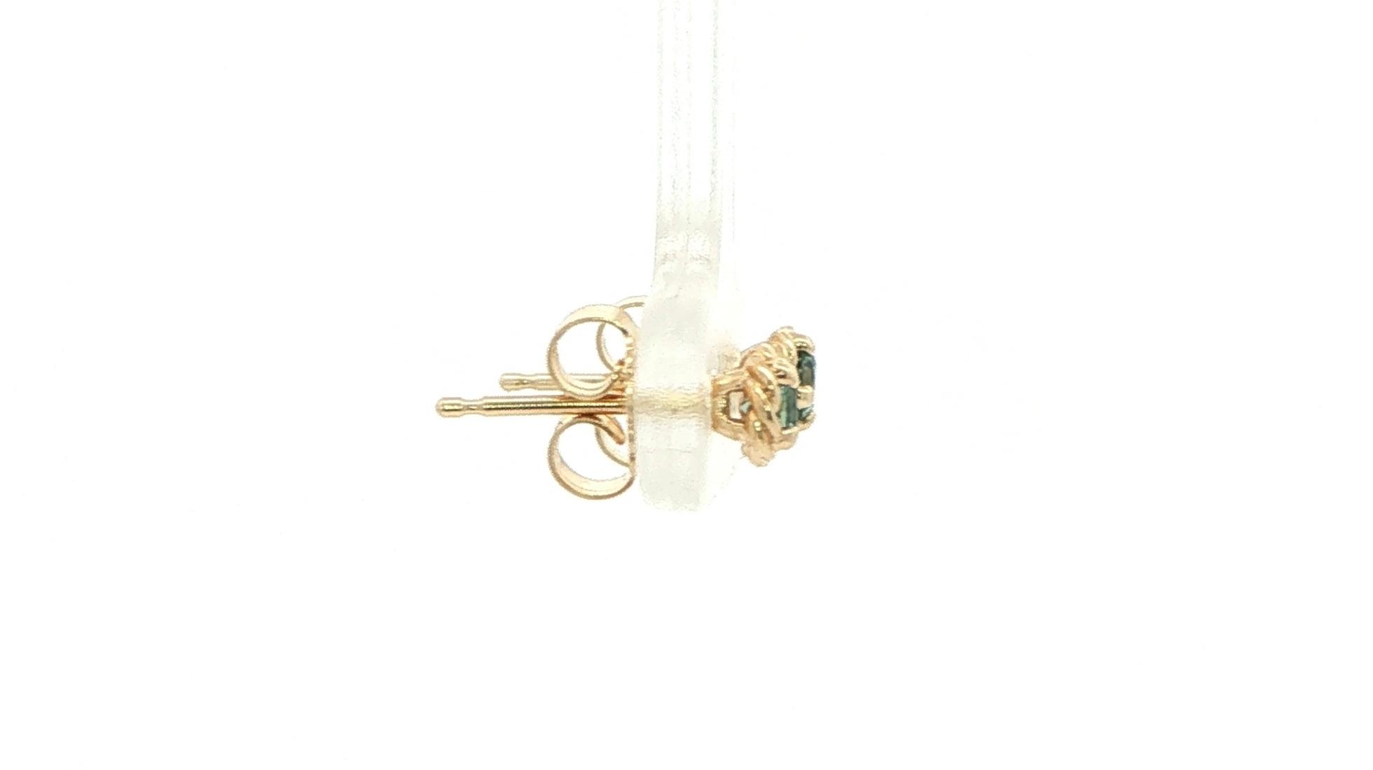 Peacock Blue Montana Sapphire Rope Bezel Stud Earrings in Yellow Gold (0.23cts TWT) side