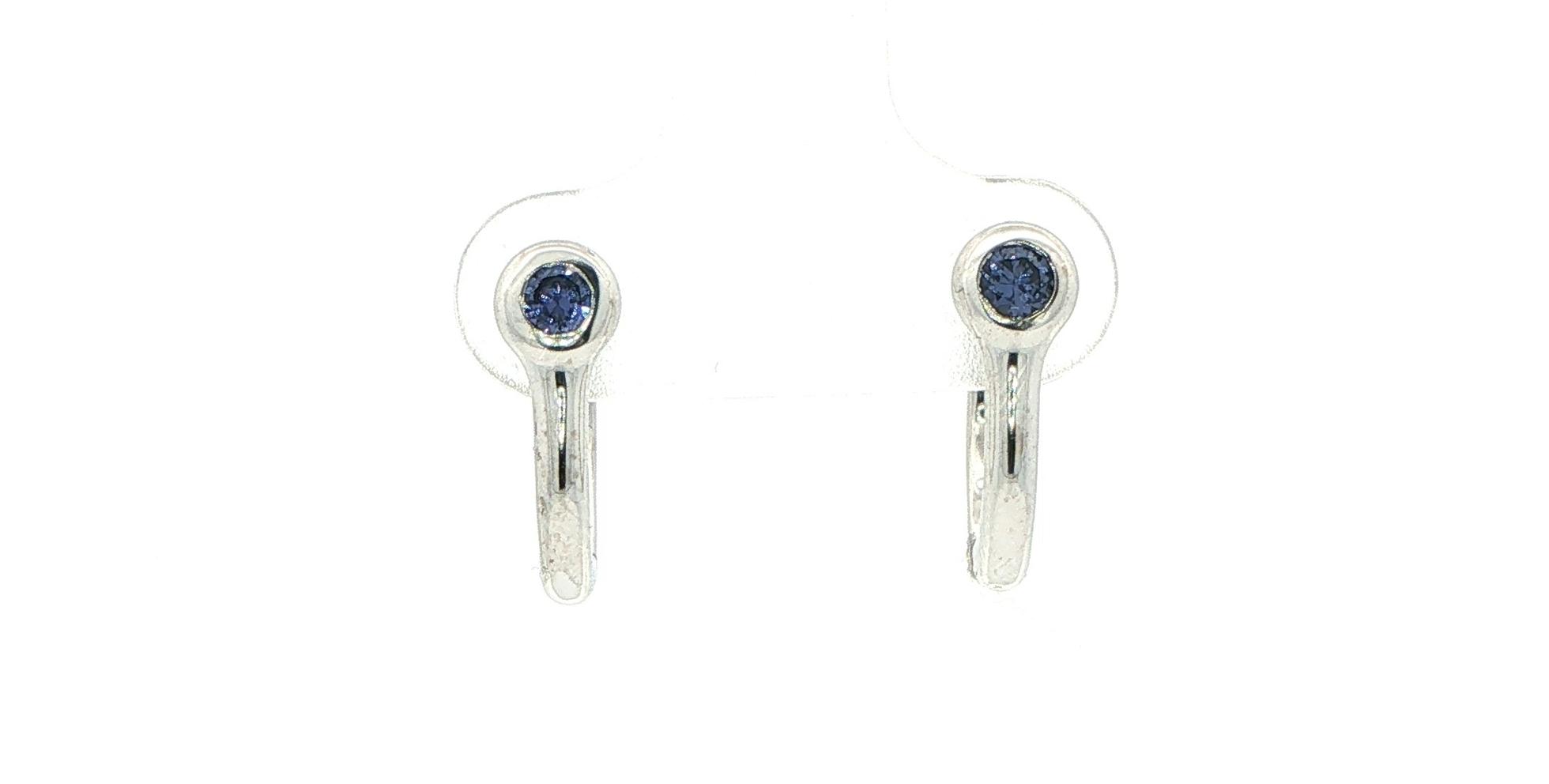 Montana Yogo Sapphire Huggie Hoop Earrings White Gold (0.25cts TWT)