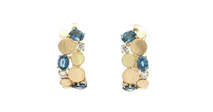 content/products/Textured Disc and Montana Yogo Sapphire and Diamond Hoop Earrings in Yellow Gold (1.34cts TWT)