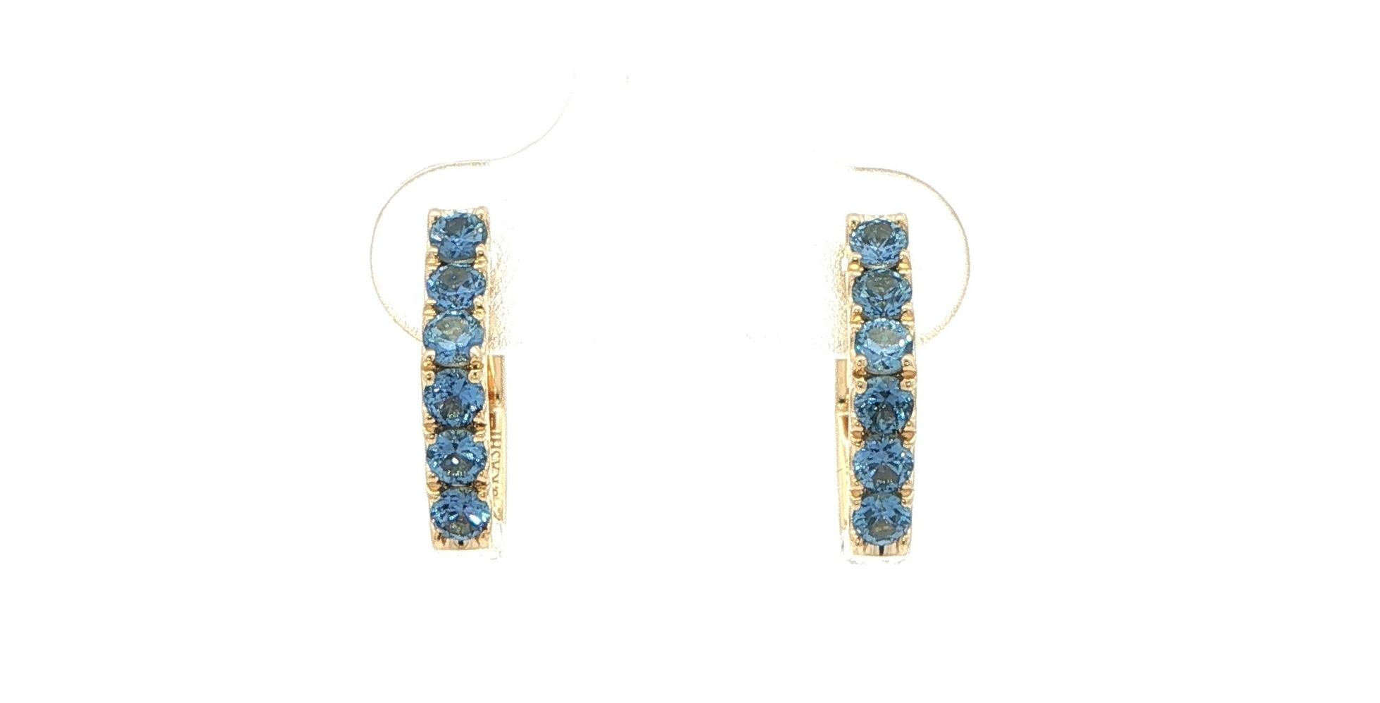 Montana Yogo Sapphire Hexagon Hoop Earrings in Yellow Gold (0.79cts TWT)