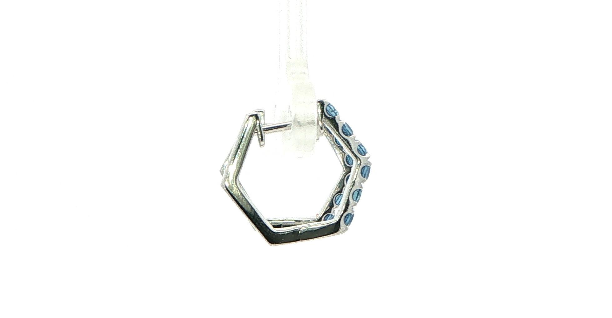 Montana Yogo Sapphire Hexagon Hoop Earrings in White Gold (0.80cts TWT) side