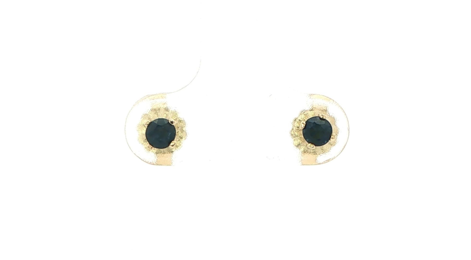 Estate Piece: Deep Blue Sapphire Stud Earrings in Yellow Gold (0.30cts TWT)