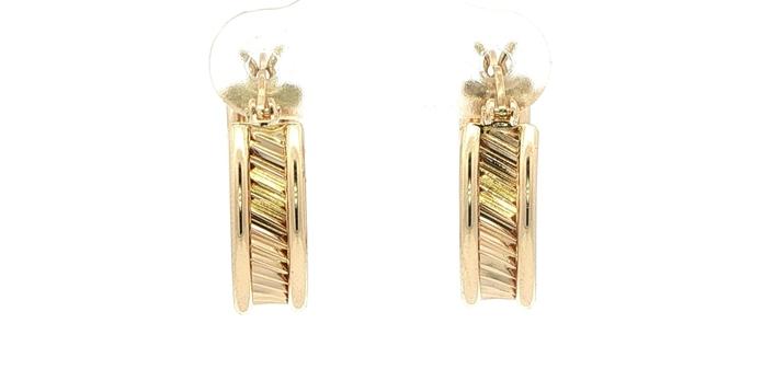 content/products/Estate Piece: 3-Row Hoop Earrings with Texture in Center in Yellow Gold