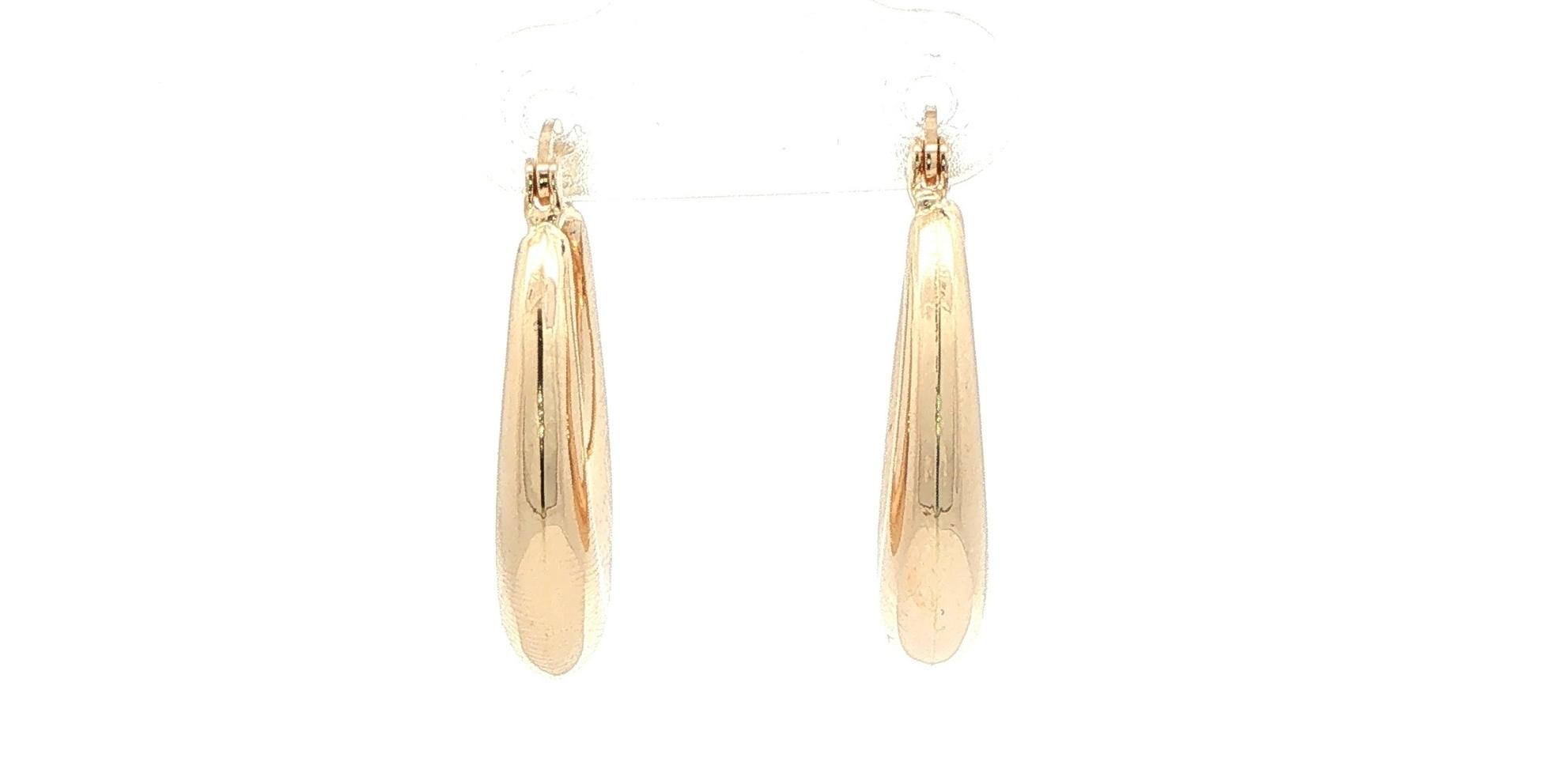 Estate Piece: Hollow Polished Tapered Hoop Earrings in Yellow Gold