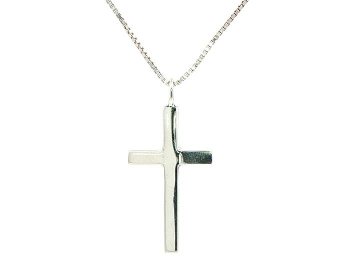 content/products/Estate Piece: Minimalist Cross Pendant and Box Chain in Sterling Silver