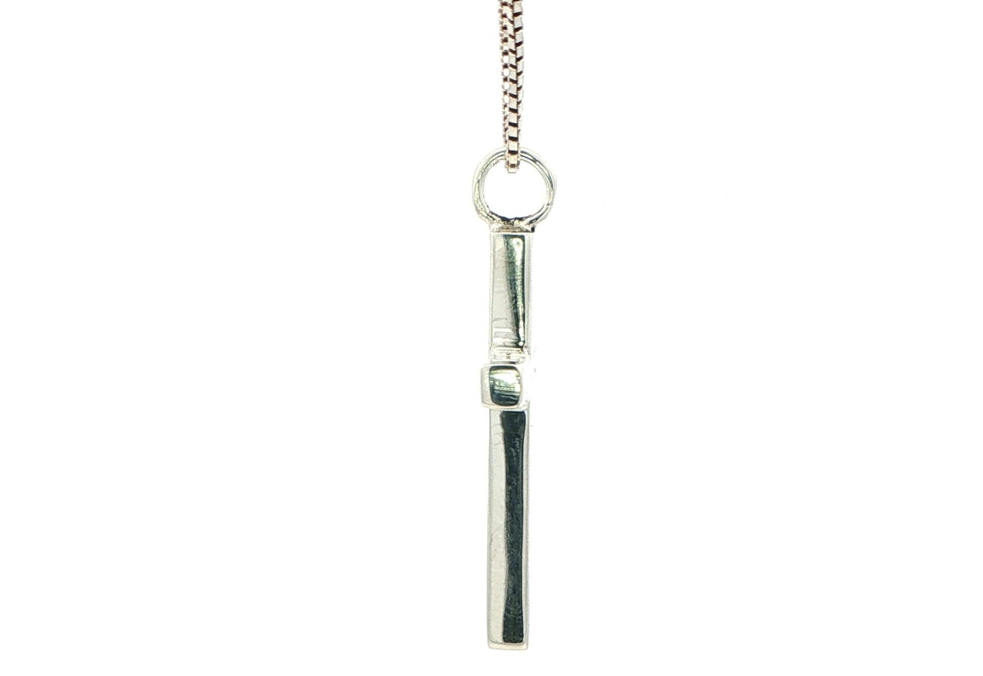 Estate Piece: Minimalist Cross Pendant and Box Chain in Sterling Silver side