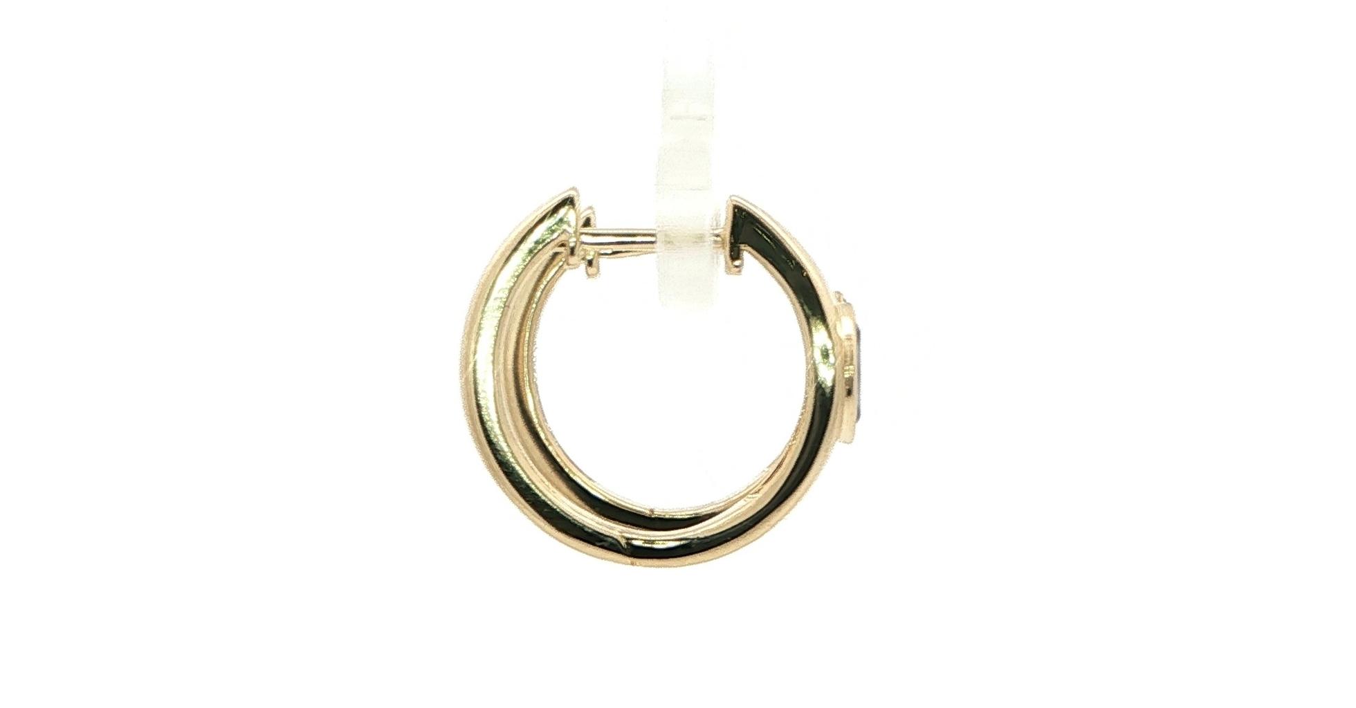 Bezel-set Marquise-cut Montana Yogo Sapphire Yellow Gold Hoop Earrings (0.329cts TWT) side
