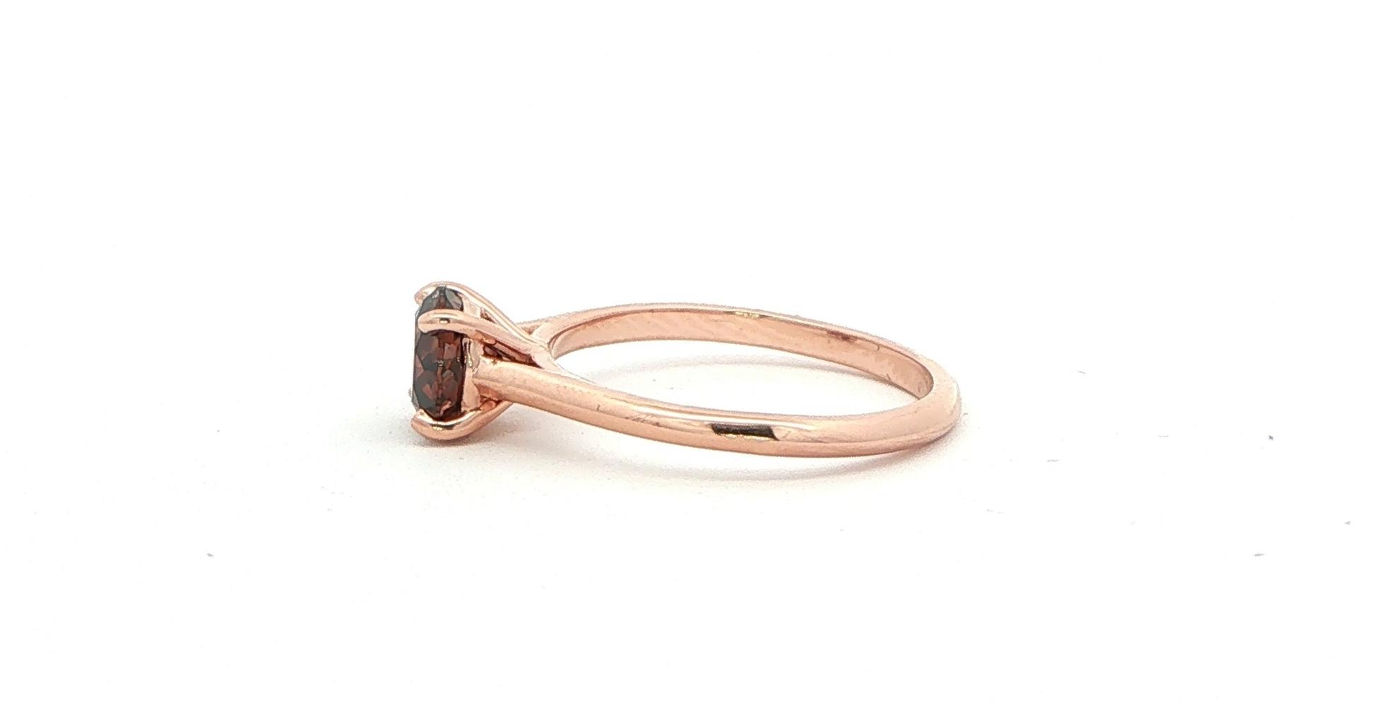 Fancy Dark Brown-Orange Diamond Solitaire Ring in Rose Gold (1.18cts TWT) side