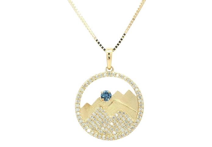 content/products/Circle Mountain Diamond Pave and Montana Yogo Sapphire Necklace in Yellow Gold (0.63cts TWT)
