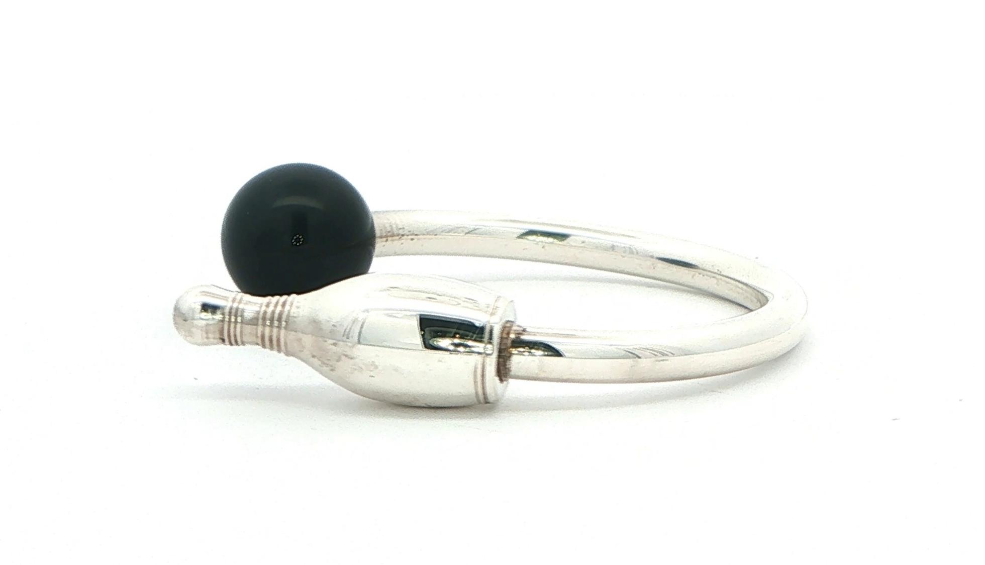 Estate Piece: Tiffany & Co. Bowling Key Chain with Black Onyx Sphere in Sterling Silver