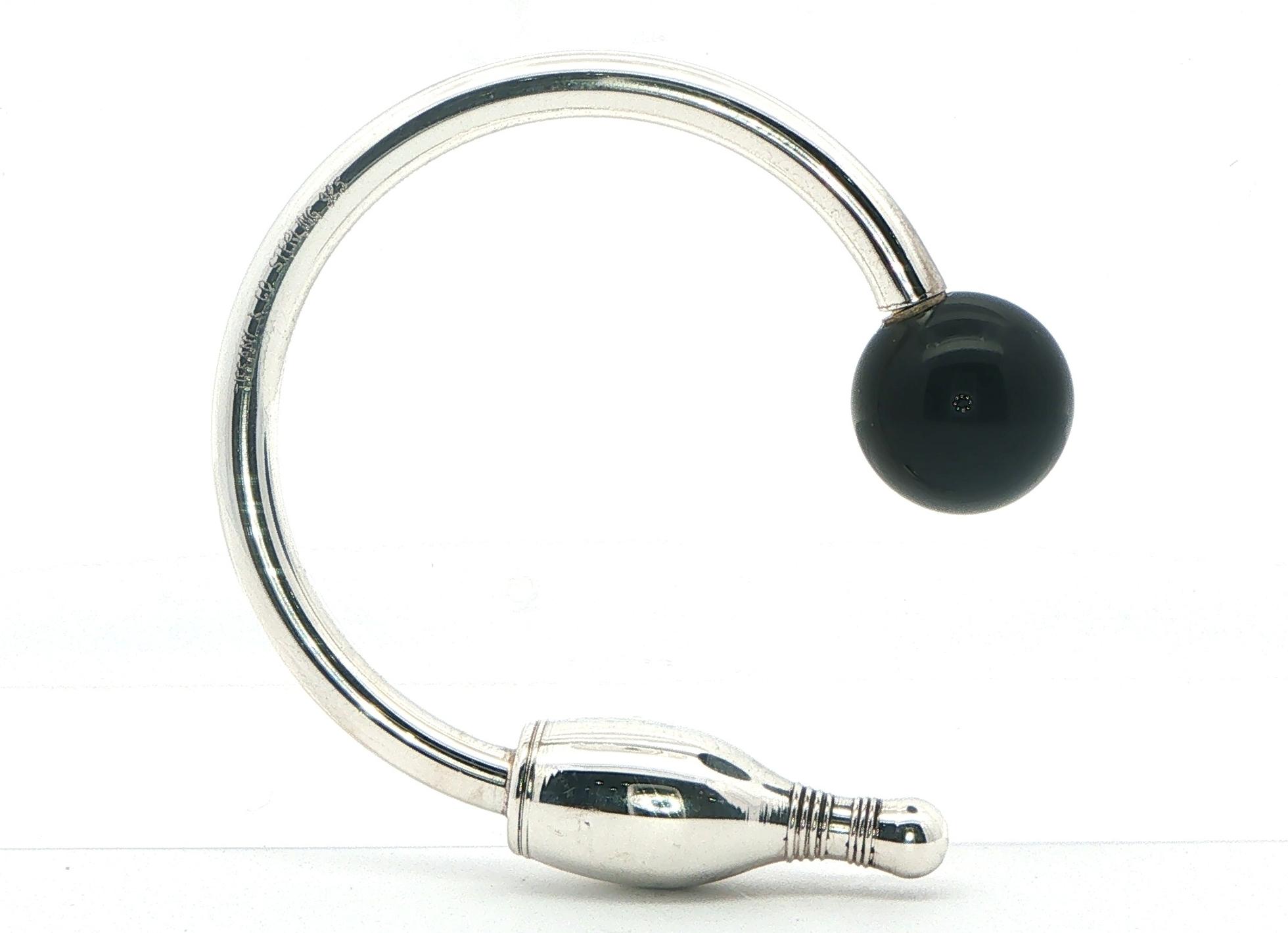 Estate Piece: Tiffany & Co. Bowling Key Chain with Black Onyx Sphere in Sterling Silver side
