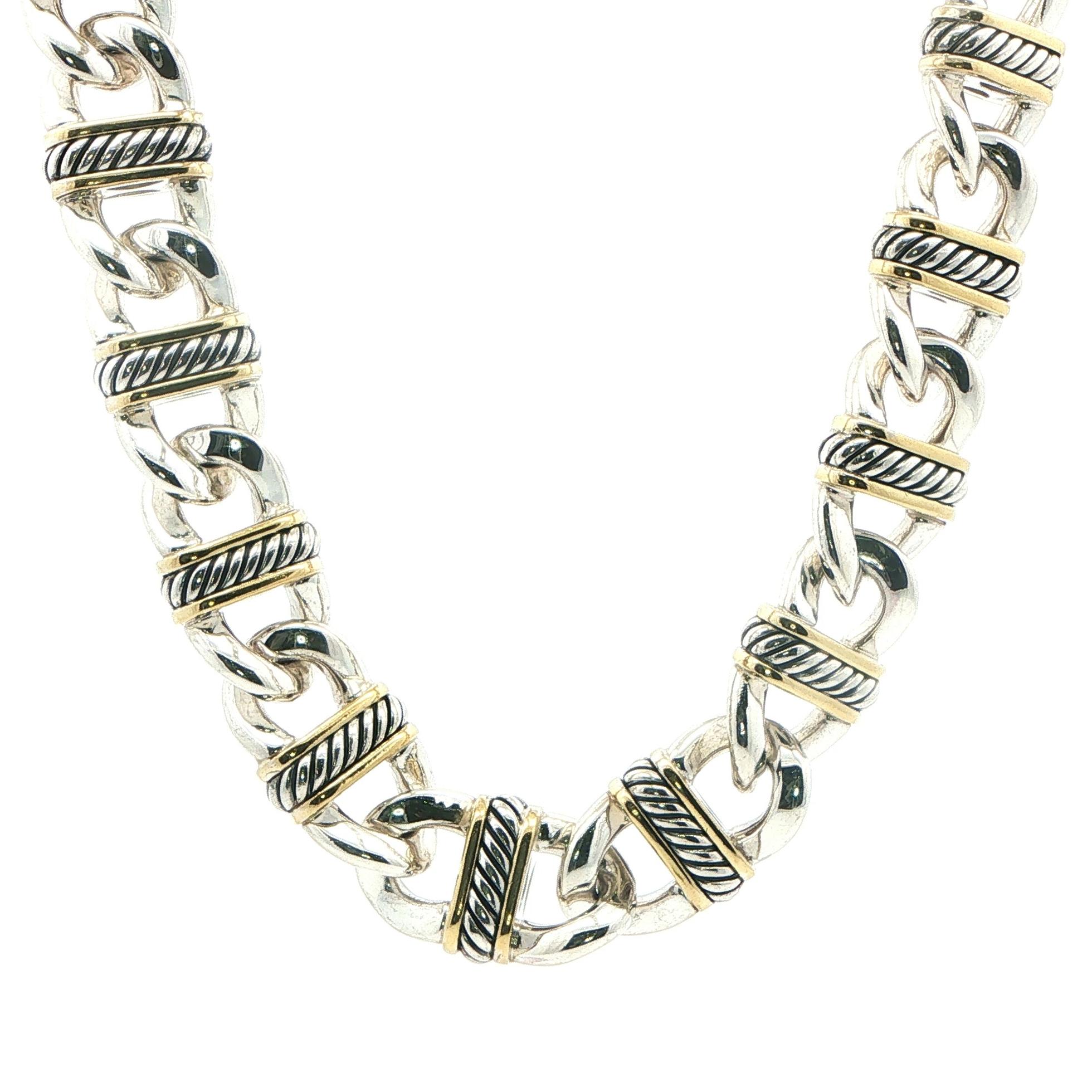 Estate Piece: David Yurman Madison Oval Link Chain Necklace in Two-Tone Silver and Yellow Gold