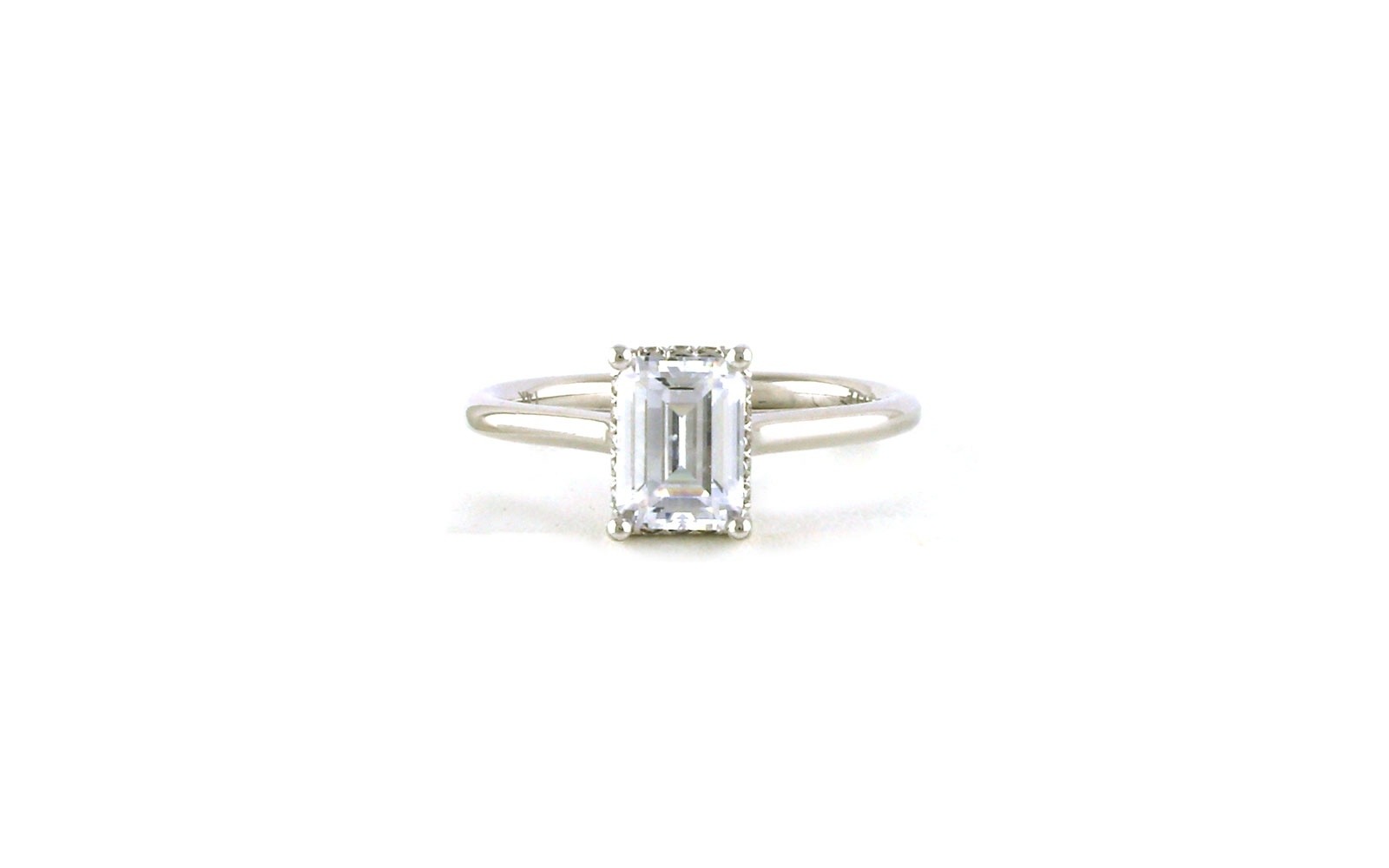 Cubic Zirconia with Diamond Hidden Halo Ring in White Gold (1.32cts TWT)