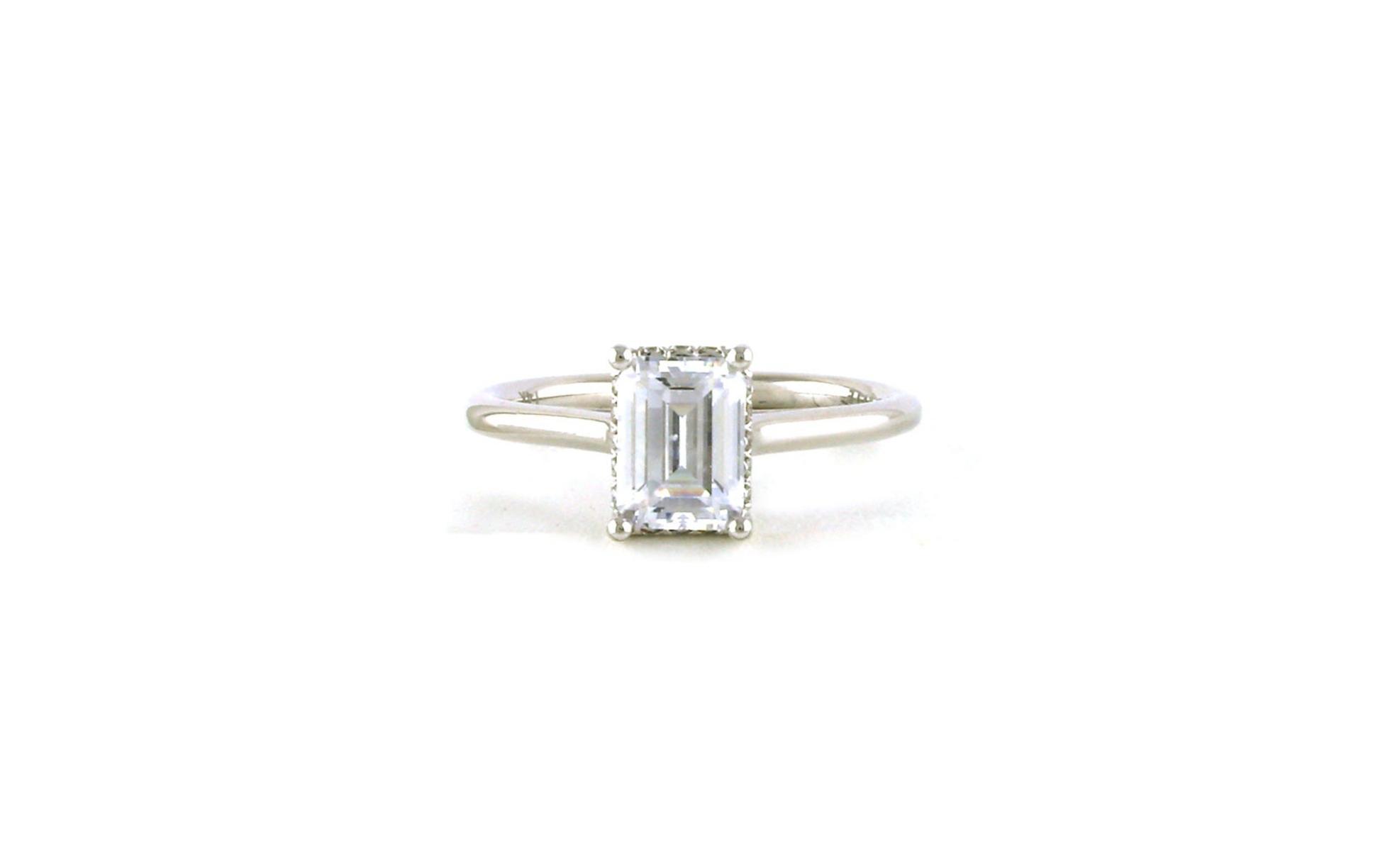 Cubic Zirconia with Diamond Hidden Halo Ring in White Gold (1.32cts TWT)