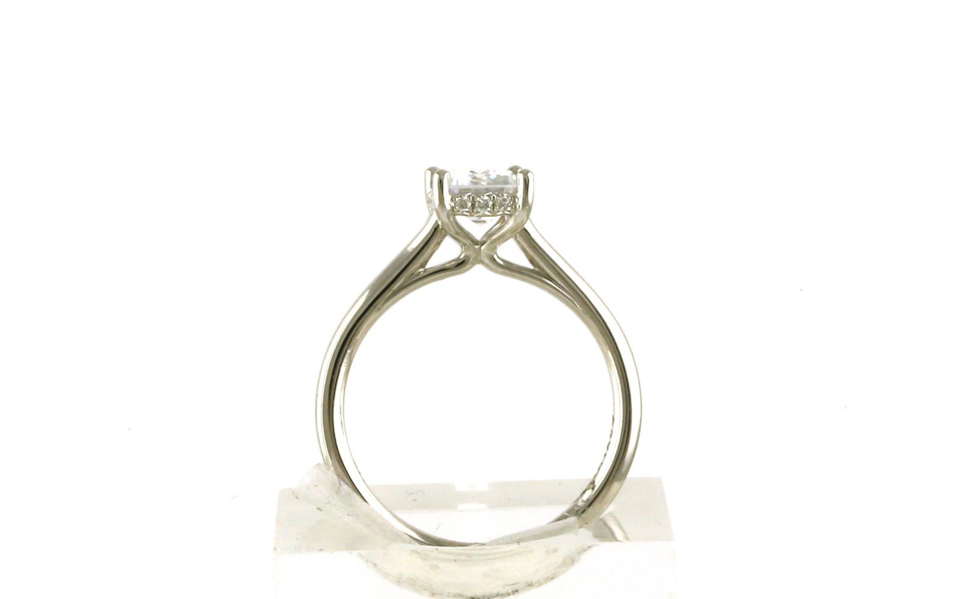 Cubic Zirconia with Diamond Hidden Halo Ring in White Gold (1.32cts TWT) side