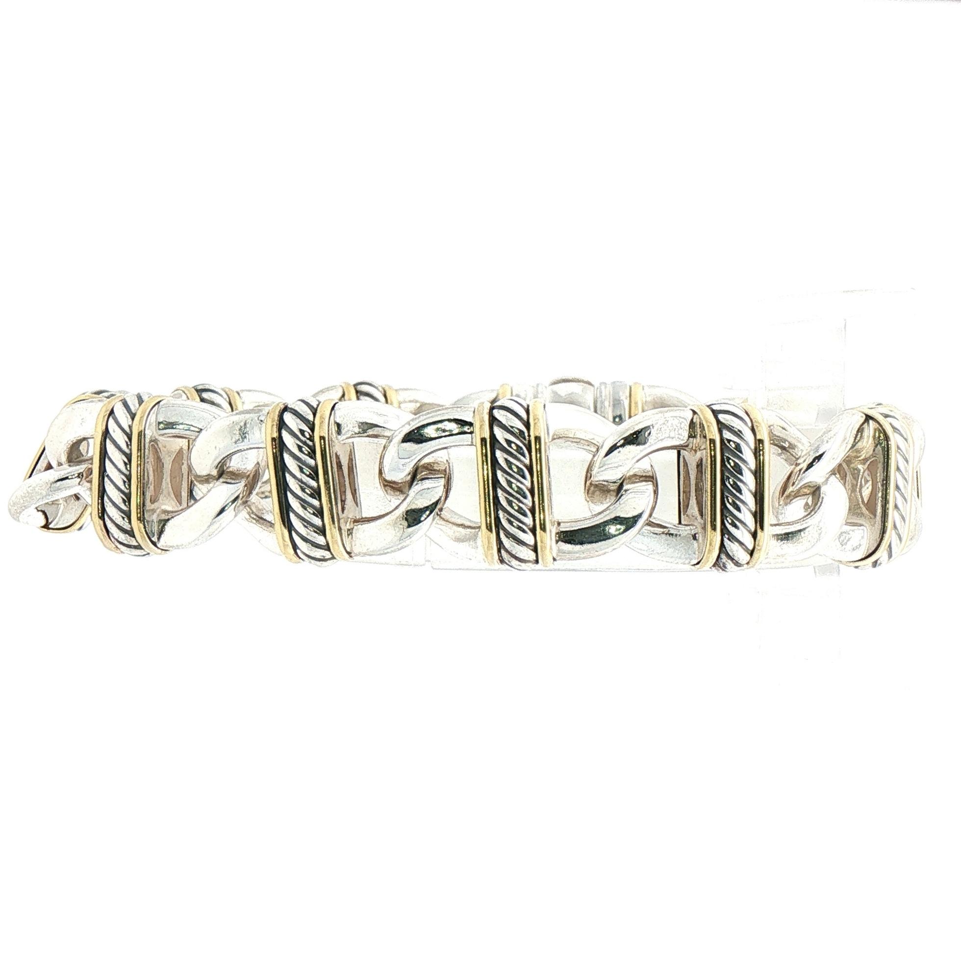 Estate Piece: David Yurman Madison Oval Link Chain Bracelet in Two-Tone Silver and Yellow Gold