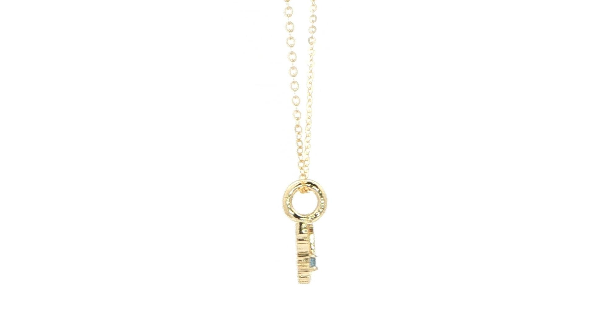 Petite State of Montana Outline Necklace with Montana Yogo Sapphire in Yellow Gold (0.01cts) side