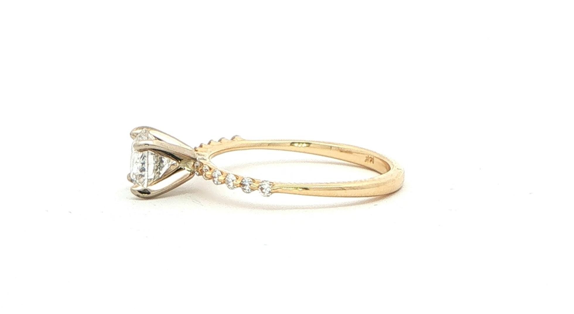 Round Diamond Engagement Ring with Accent Band in Two Tone Yellow and White Gold (1.08cts TWT) side