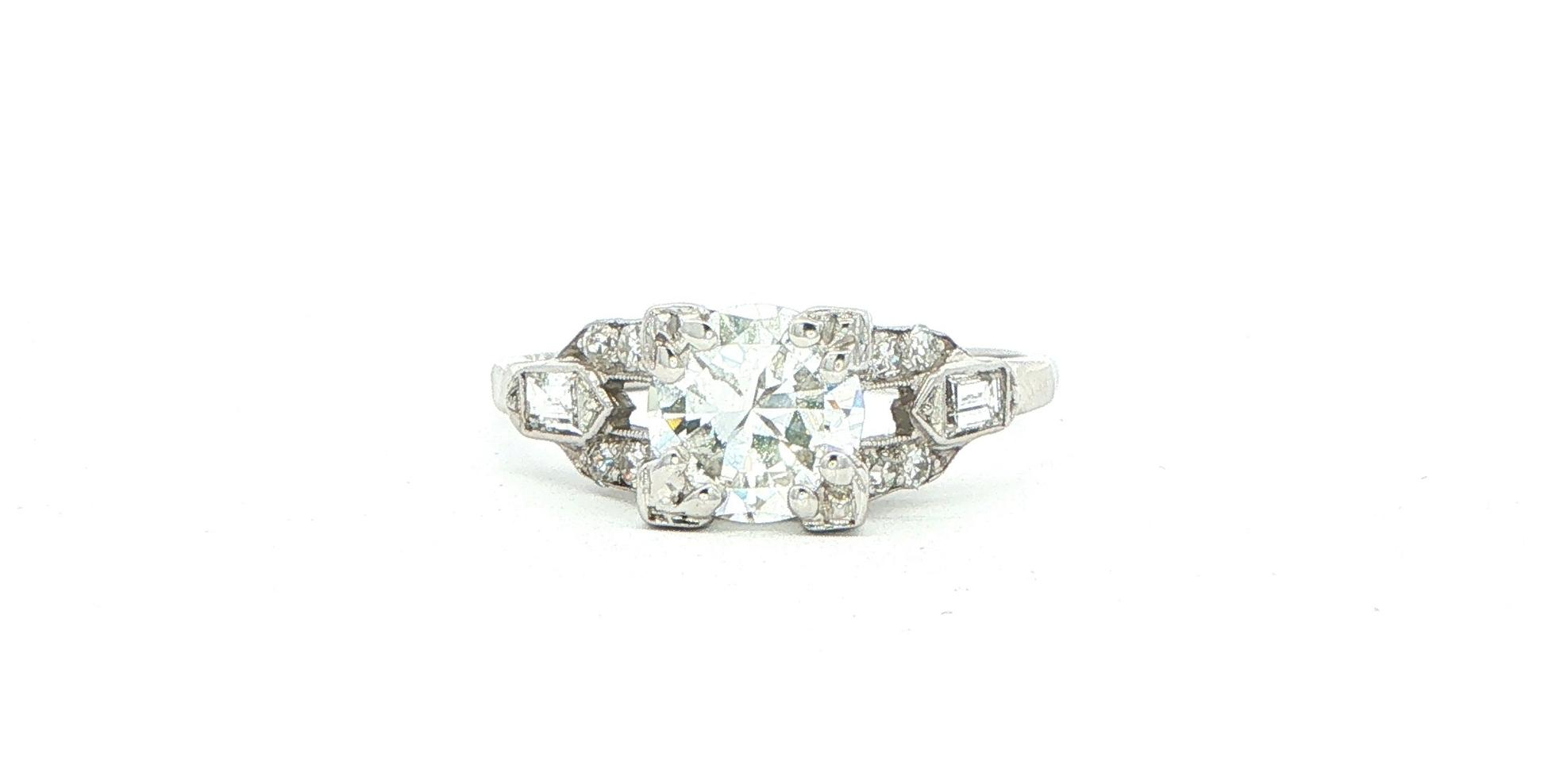 Estate Piece: Art Deco Diamond Engagement Ring in Platinum (1.32cts TWT)