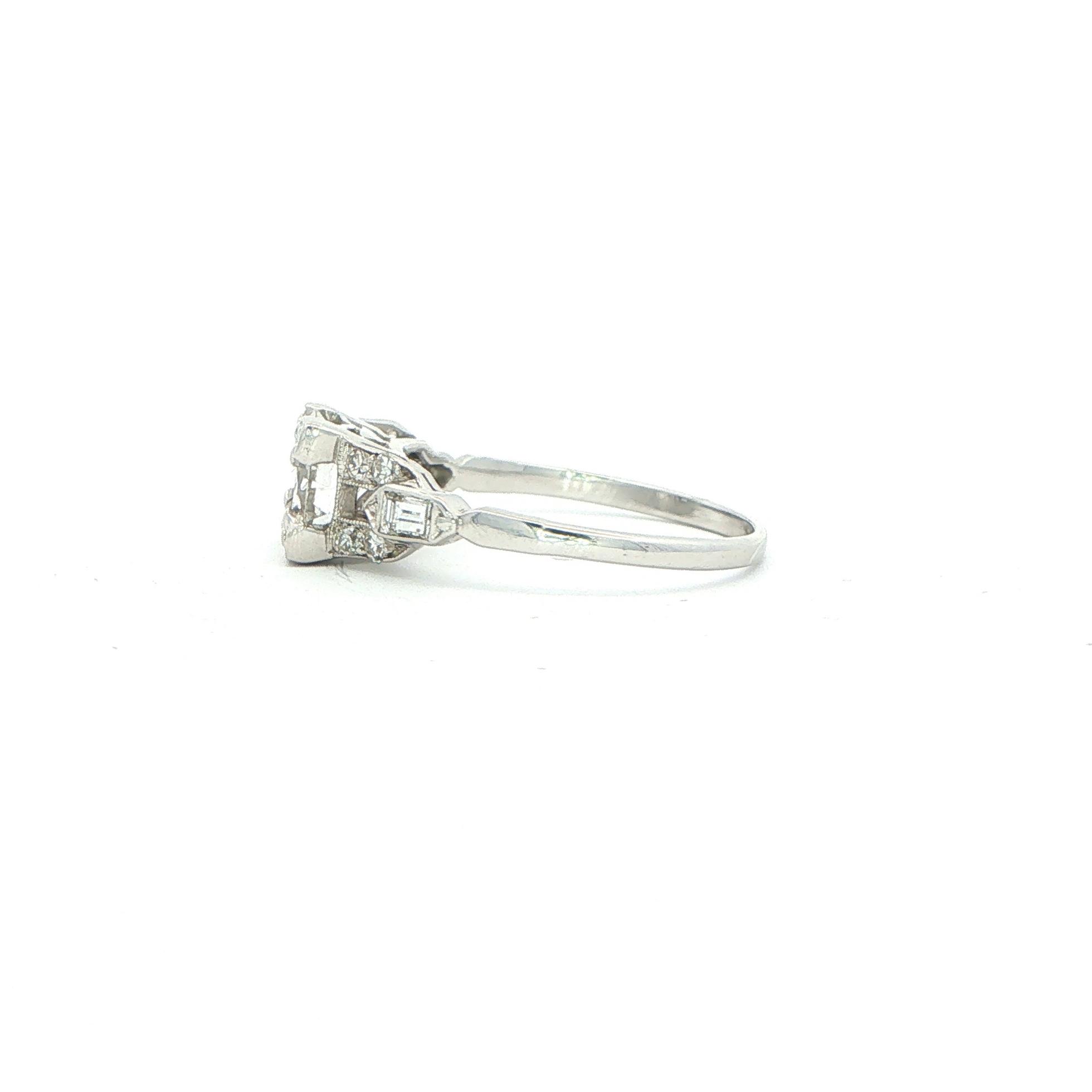 Estate Piece: Art Deco Diamond Engagement Ring in Platinum (1.32cts TWT) side