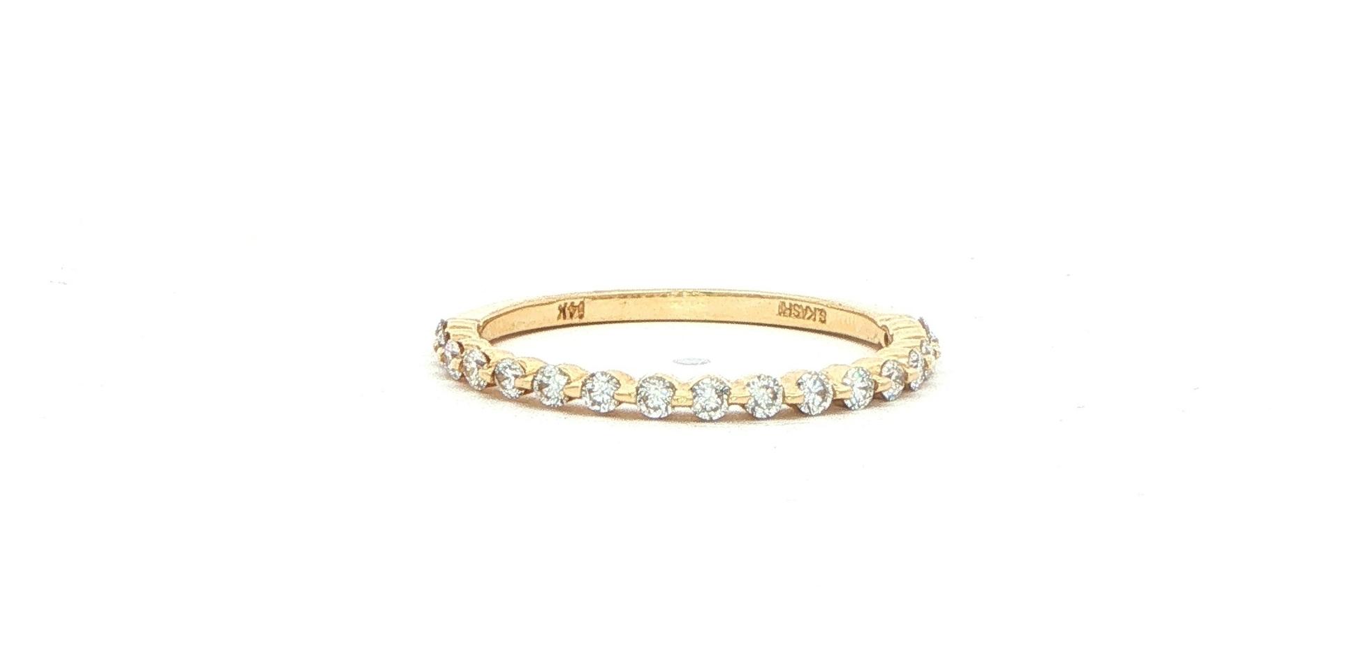 Single Prong Diamond Half-Eternity Ring in Yellow Gold (0.31cts TWT)