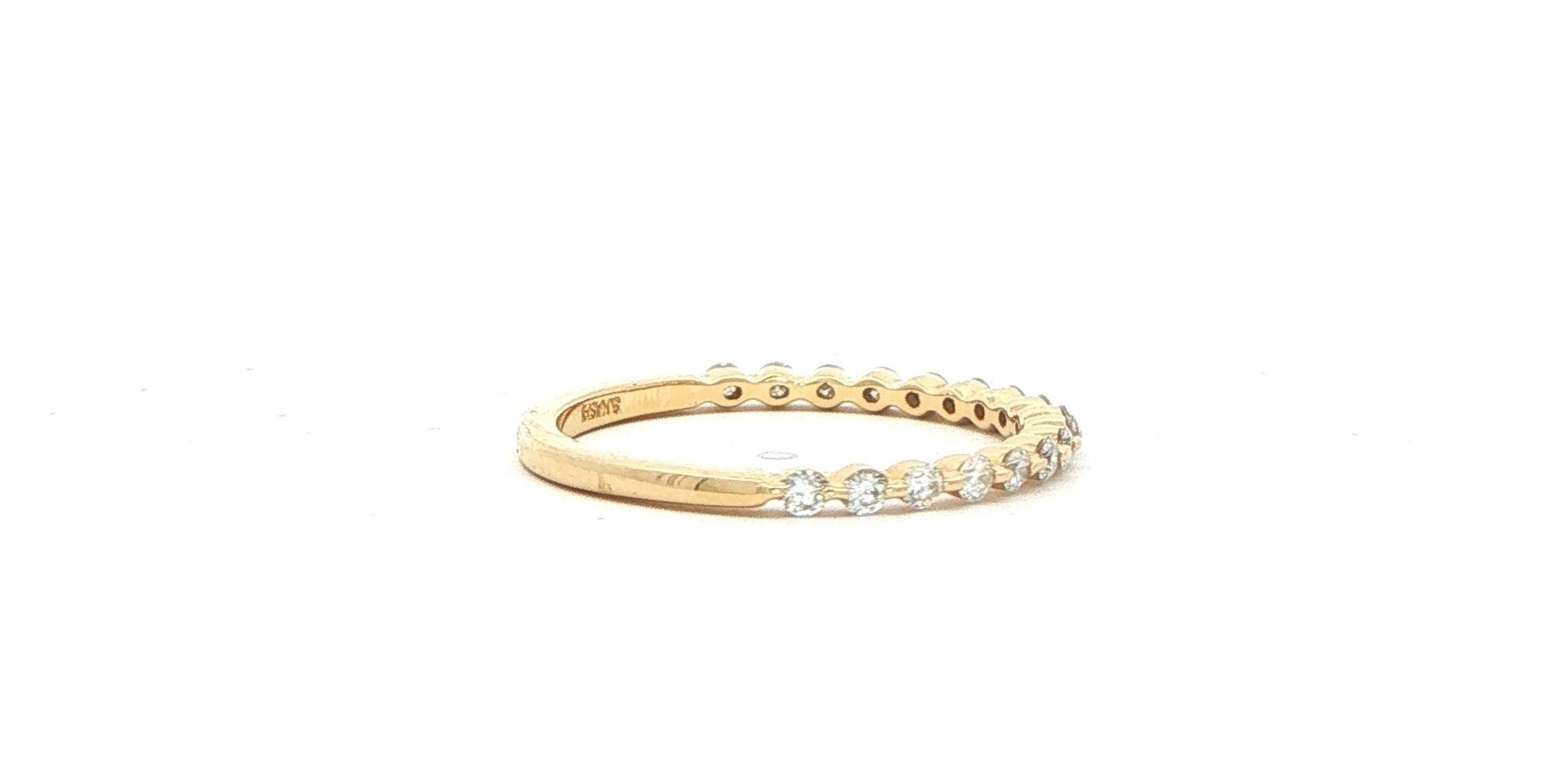 Single Prong Diamond Half-Eternity Ring in Yellow Gold (0.31cts TWT) side