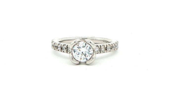 content/products/Floral Tulip-style Engagement Ring Mounting with Diamond Accents in White Gold (0.48cts TWT)