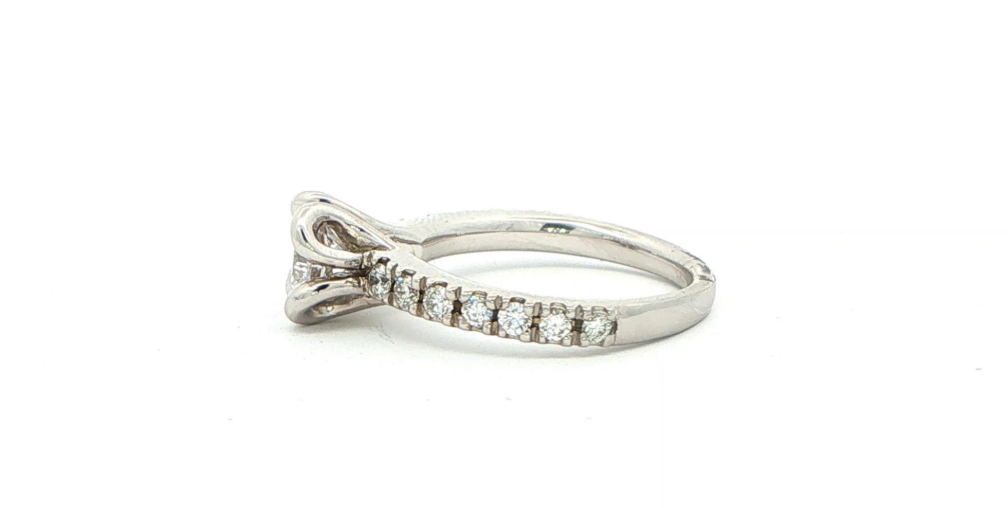 Floral Tulip-style Engagement Ring Mounting with Diamond Accents in White Gold (0.48cts TWT) side