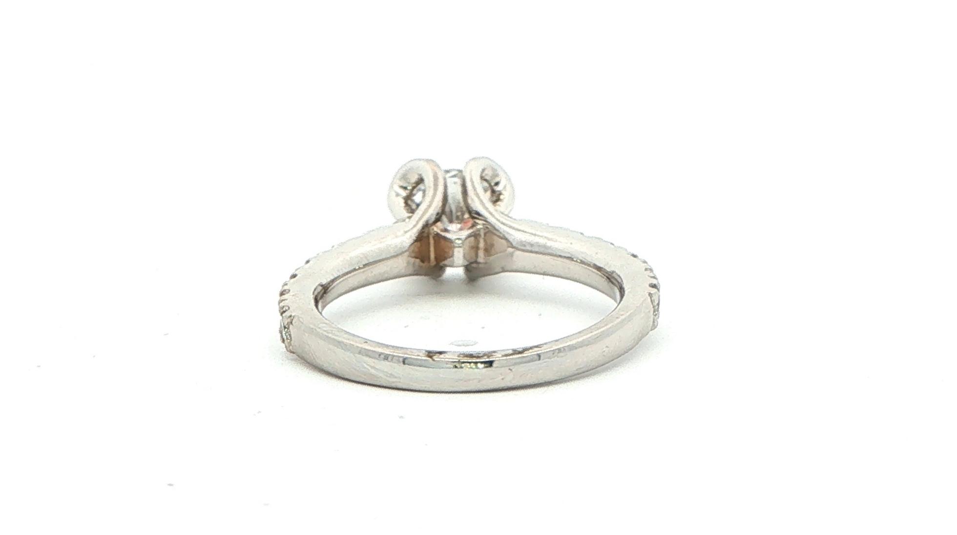 Floral Tulip-style Engagement Ring Mounting with Diamond Accents in White Gold (0.48cts TWT) back