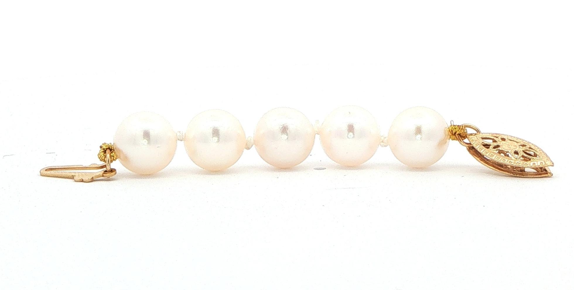 Classic White Pearl Strand Necklace with Extender and Yellow Gold Clasp (7.5-8.0 mm) extender