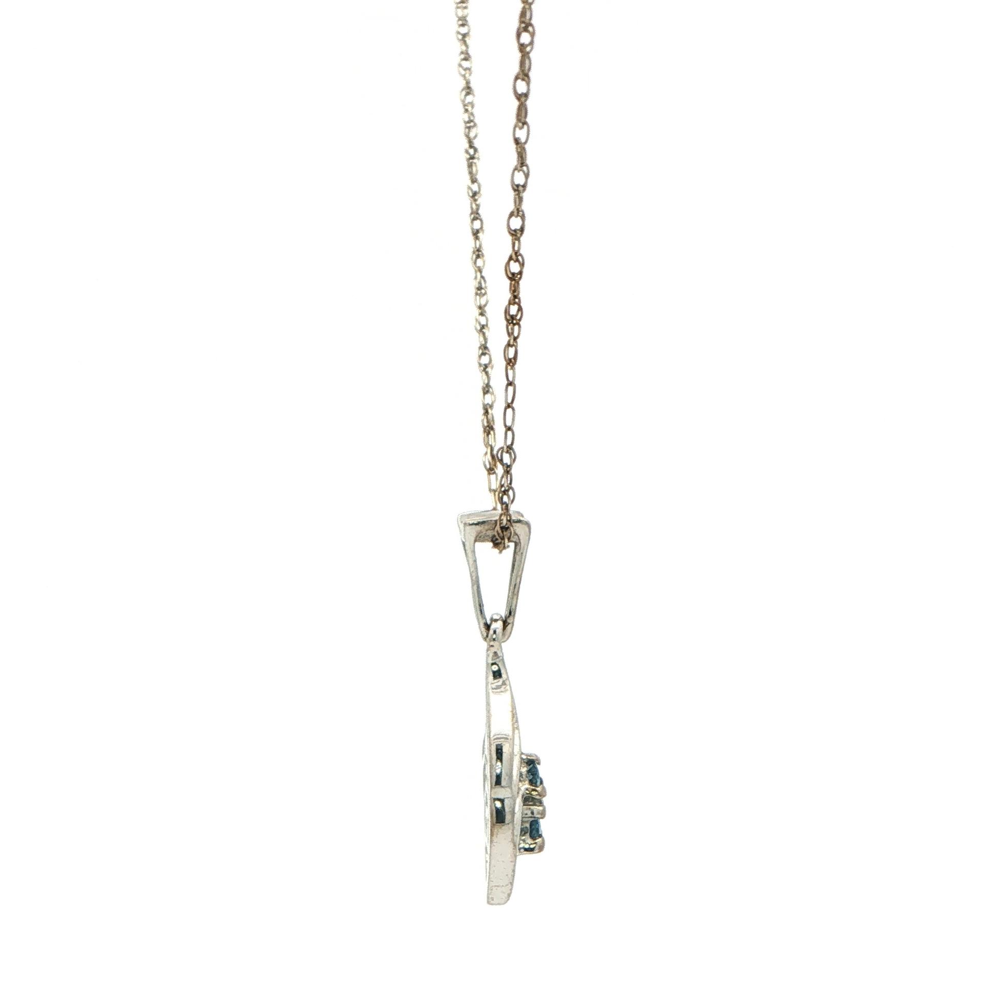 Montana Yogo Sapphire Leaf Pendant Necklace in Sterling Silver (0.11cts TWT) side