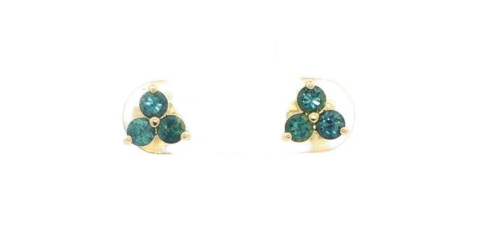 content/products/3-Stone Peacock Blue Montana Sapphire Cluster Stud Earrings in Yellow Gold (0.79cts TWT)