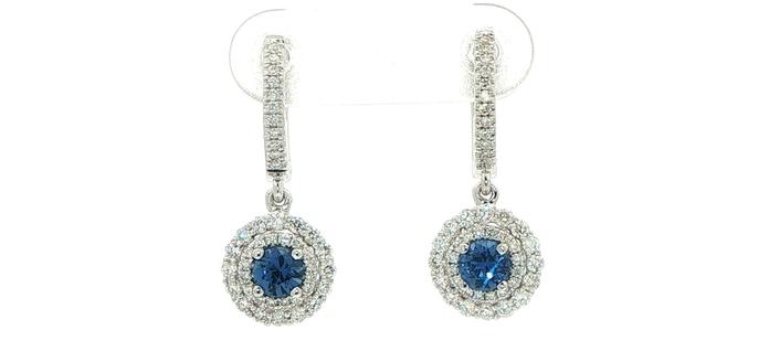 content/products/Estate Piece: Royal Blue Sapphire Double Halo Drop Earrings in White Gold (1.58cts TWT)