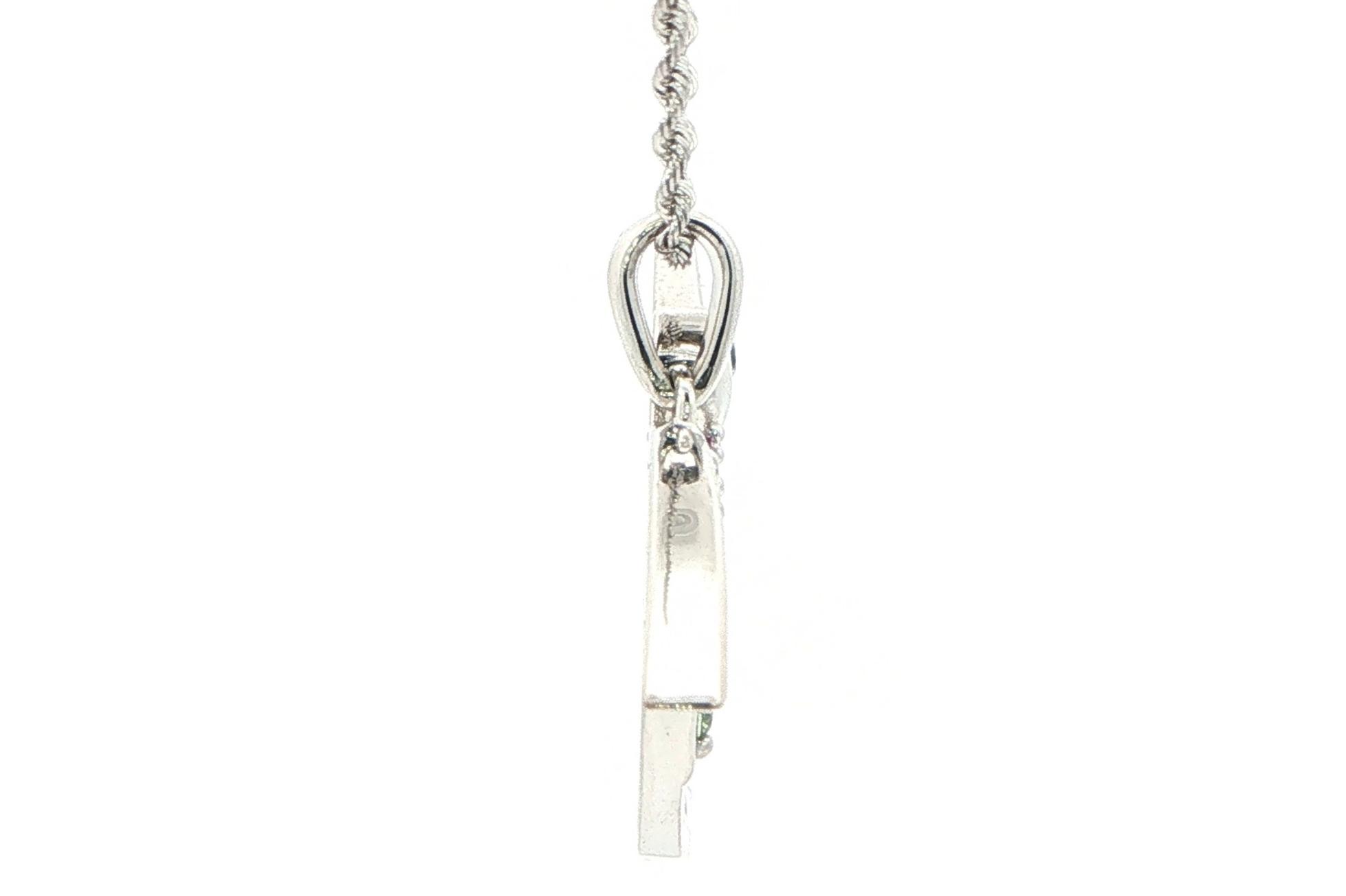 Montana Sapphire Hummingbird Necklace in White Gold (1.34cts TWT) side