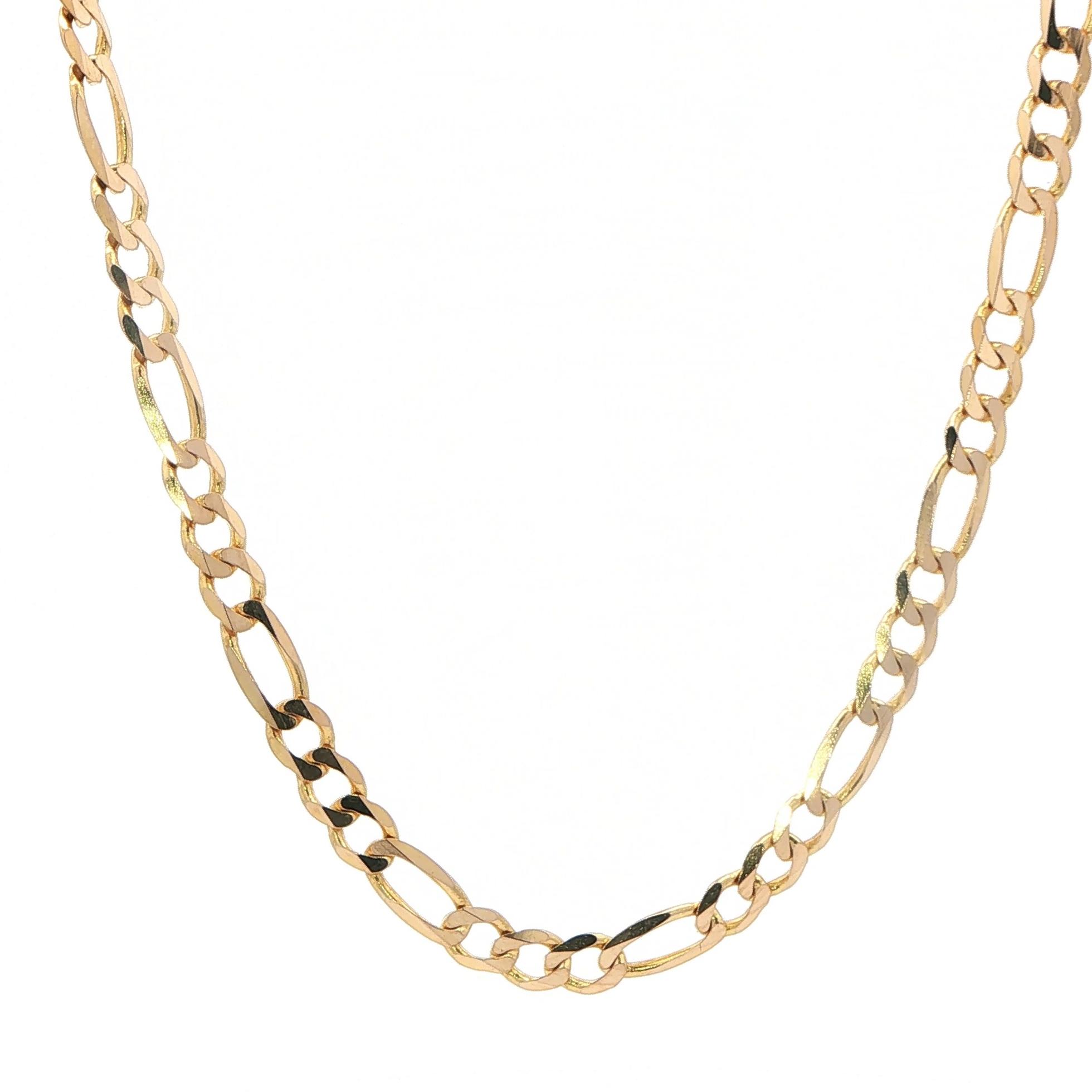 Estate Piece: Classic Figaro Link Chain Necklace in Yellow Gold