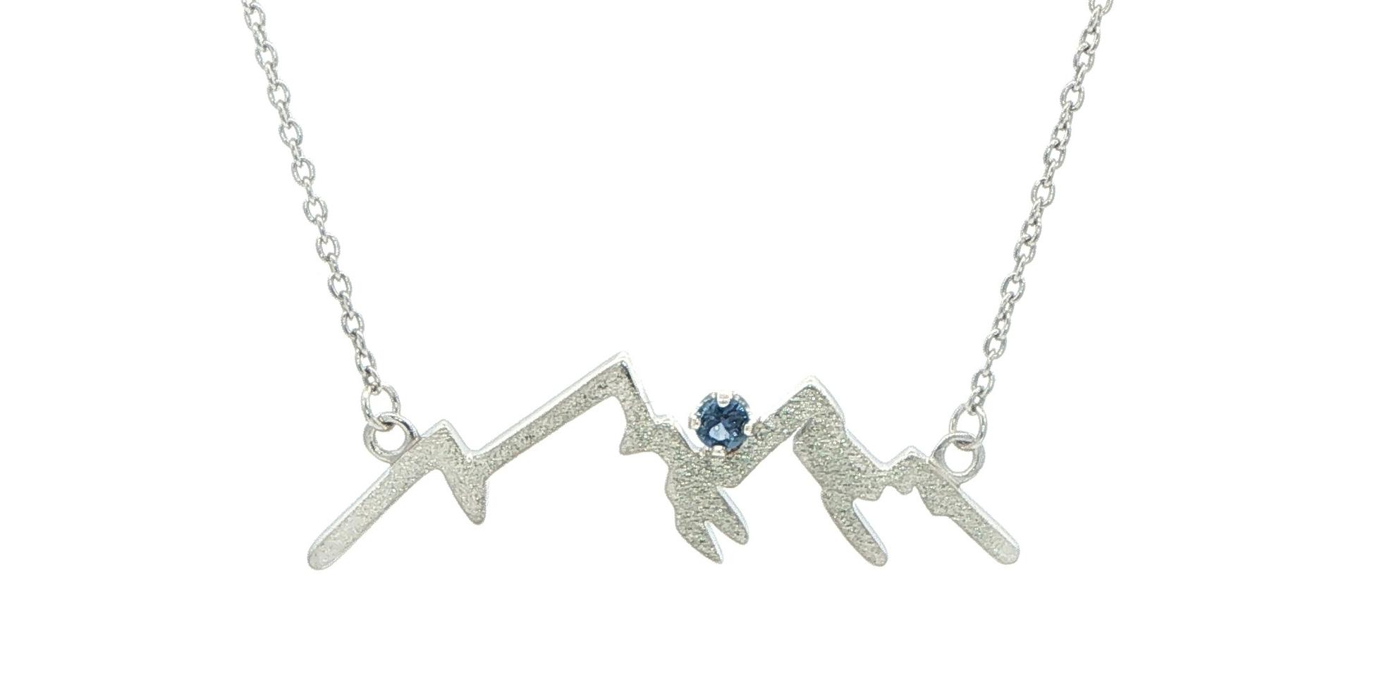Mountain Range Necklace with Montana Yogo Sapphire in Sterling Silver (0.08cts)