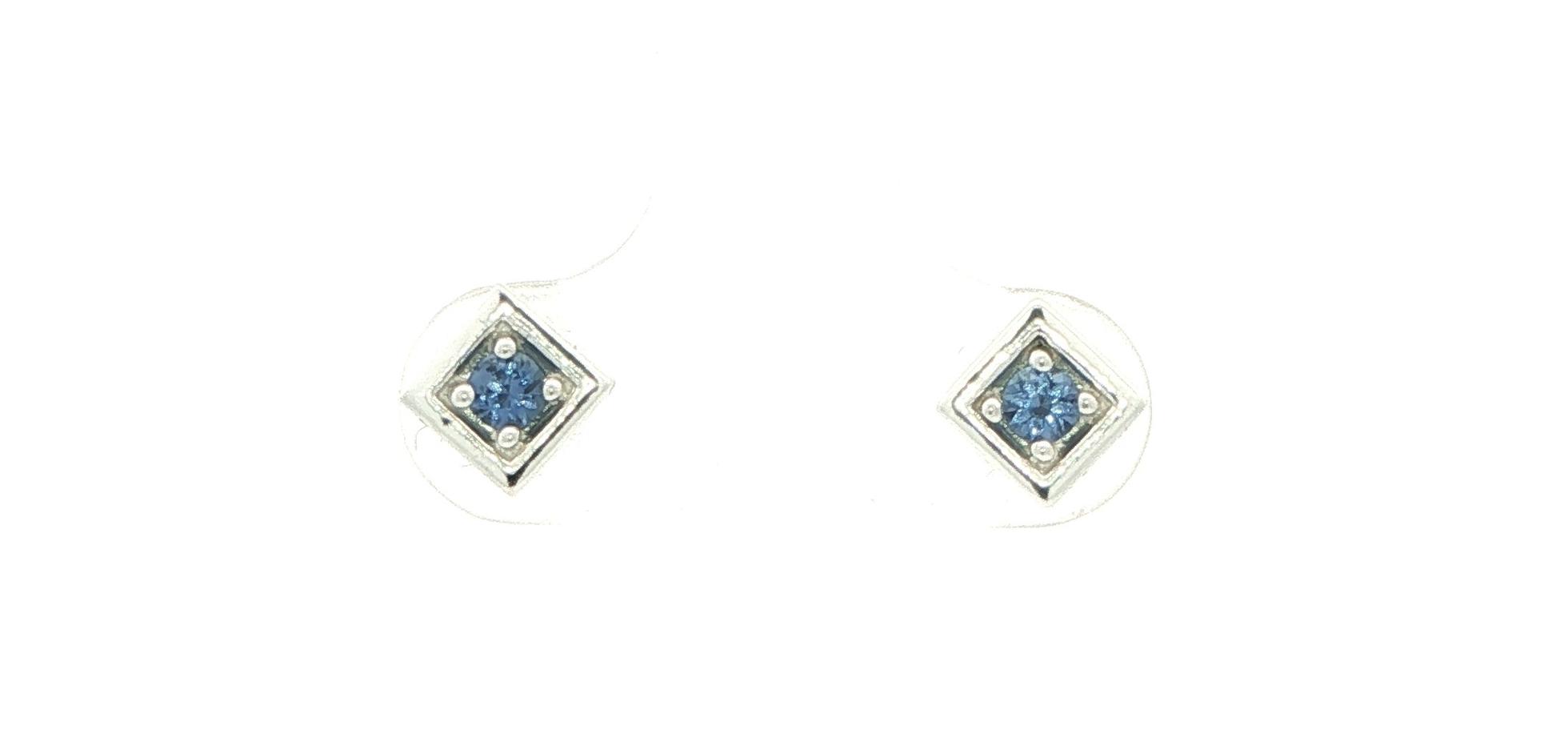 Montana Yogo Sapphire Square Stud Earrings in Sterling Silver (0.16cts TWT)
