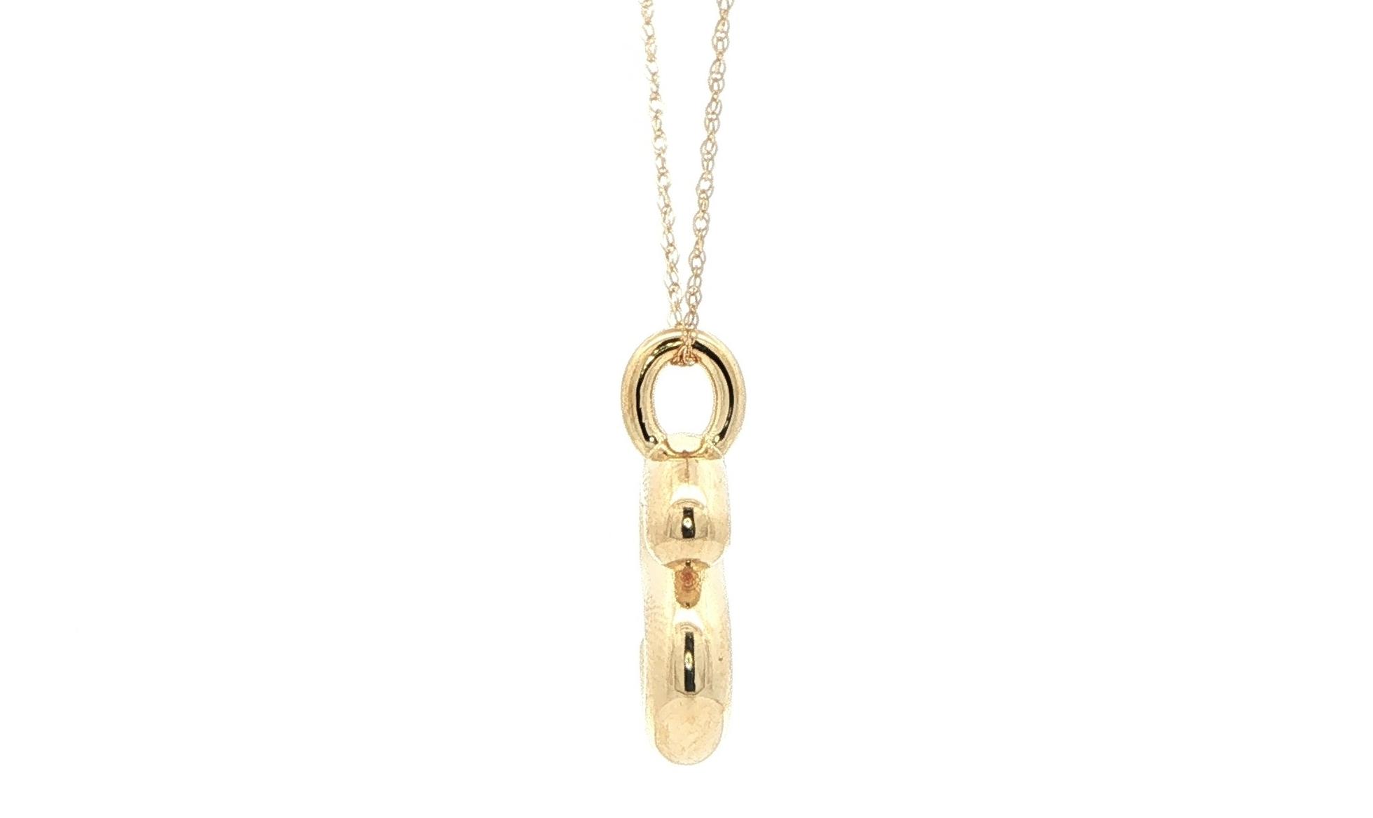 Puffy Initial S Monogram Necklace in Yellow Gold side