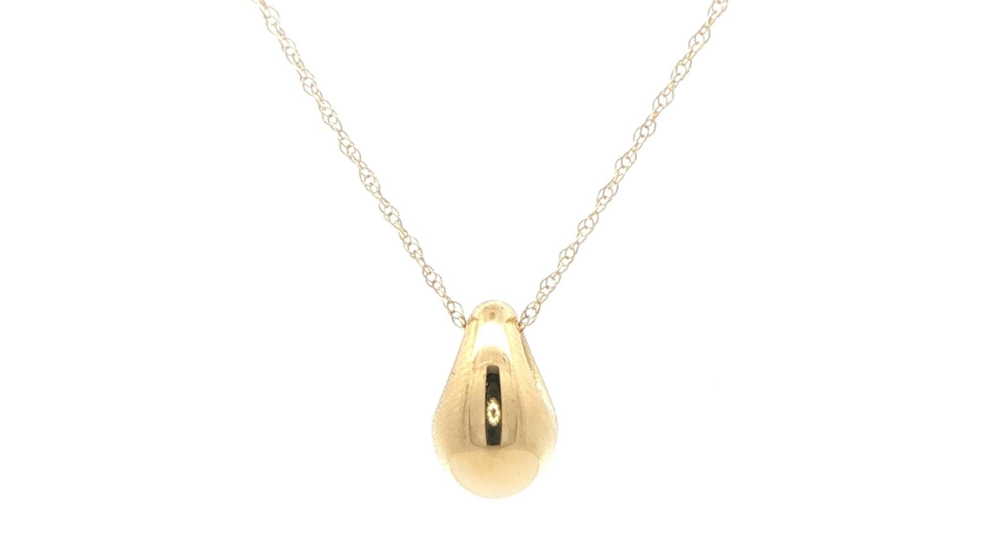 Hollow Teardrop Pendant Necklace in Yellow Gold 